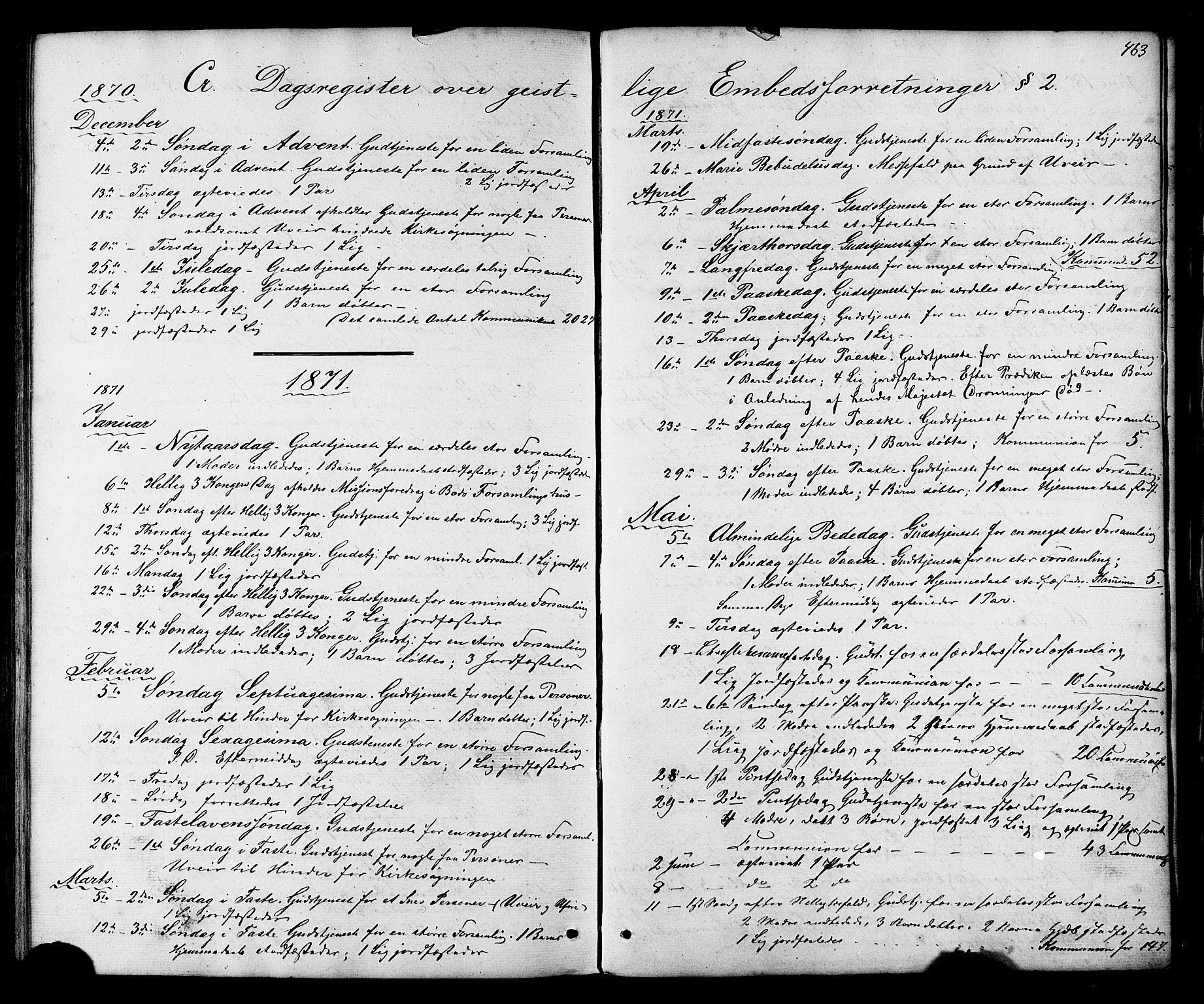 Ministerialprotokoller, klokkerbøker og fødselsregistre - Nordland, SAT/A-1459/801/L0029: Parish register (copy) no. 801C04, 1868-1878, p. 463