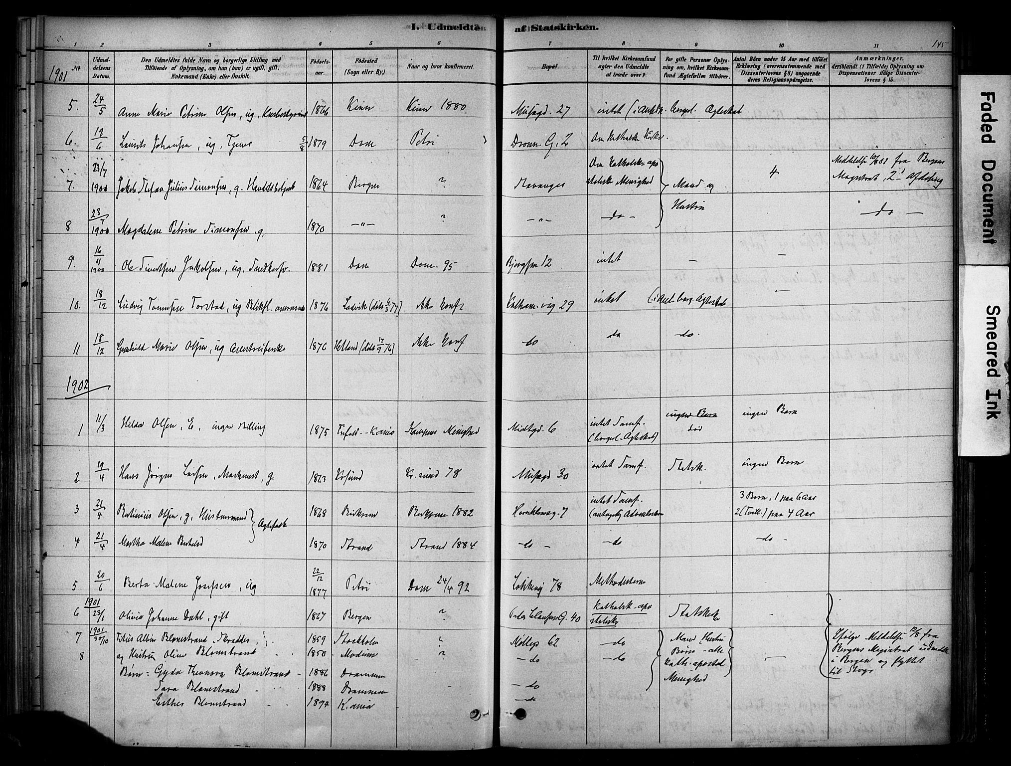 Domkirken sokneprestkontor, SAST/A-101812/001/30/30BA/L0025: Parish register (official) no. A 24, 1877-1927, p. 145