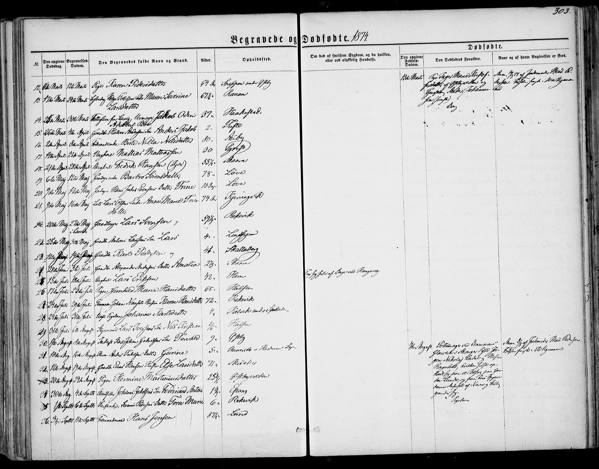 Tjølling kirkebøker, SAKO/A-60/F/Fa/L0007: Parish register (official) no. 7, 1860-1876, p. 303
