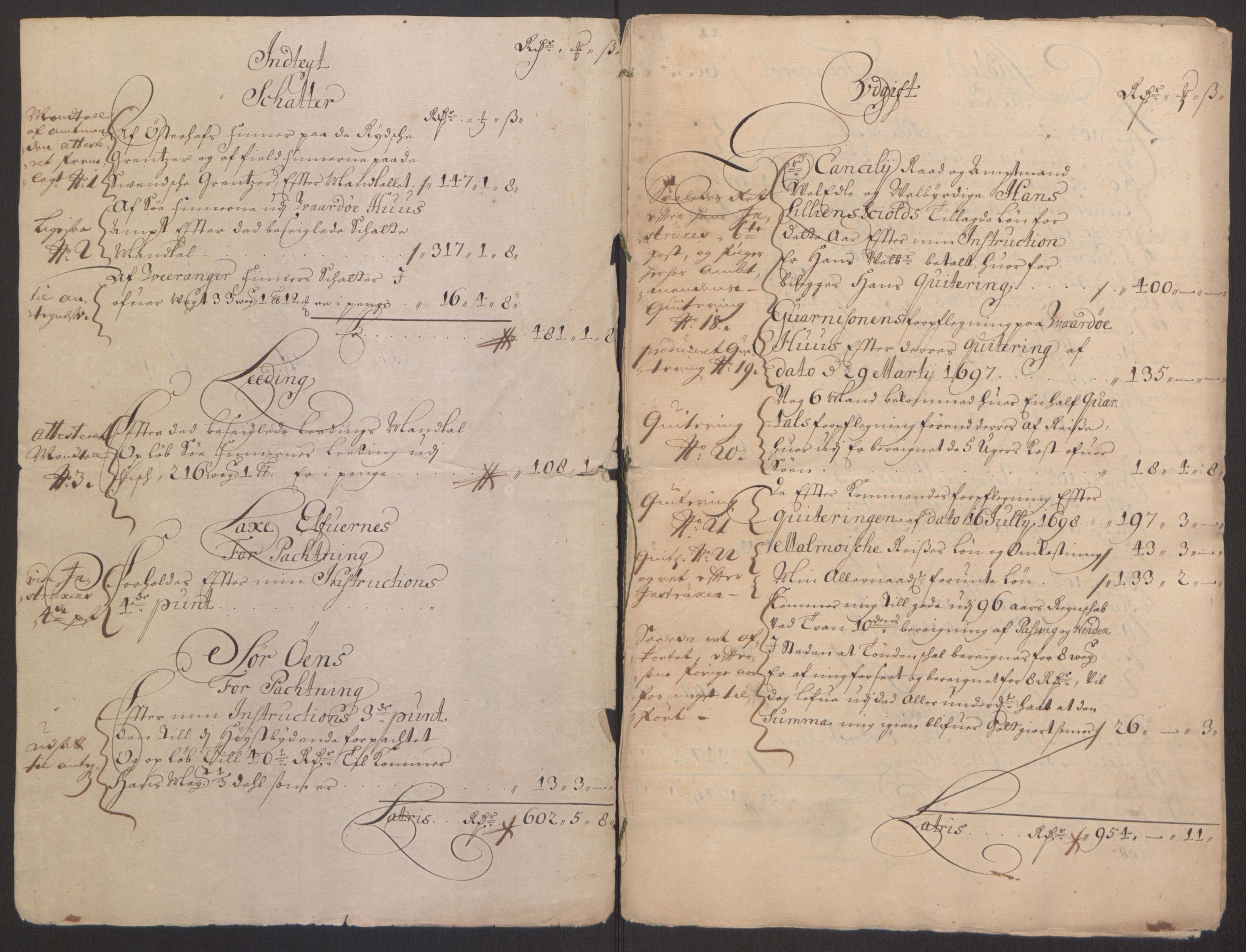 Rentekammeret inntil 1814, Reviderte regnskaper, Fogderegnskap, RA/EA-4092/R69/L4851: Fogderegnskap Finnmark/Vardøhus, 1691-1700, p. 295