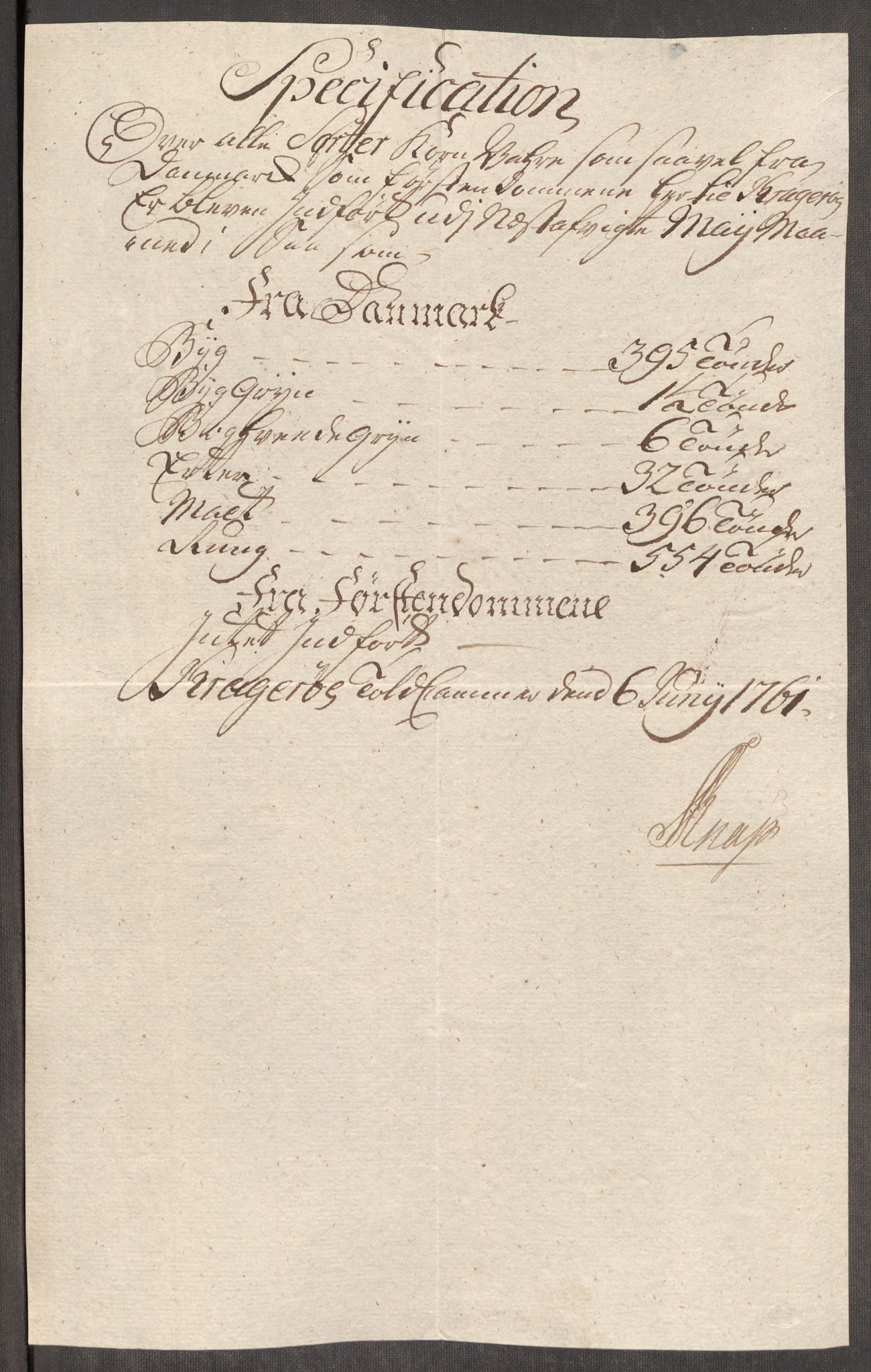 Rentekammeret inntil 1814, Realistisk ordnet avdeling, AV/RA-EA-4070/Oe/L0007: [Ø1]: Priskuranter, 1761-1763, p. 205