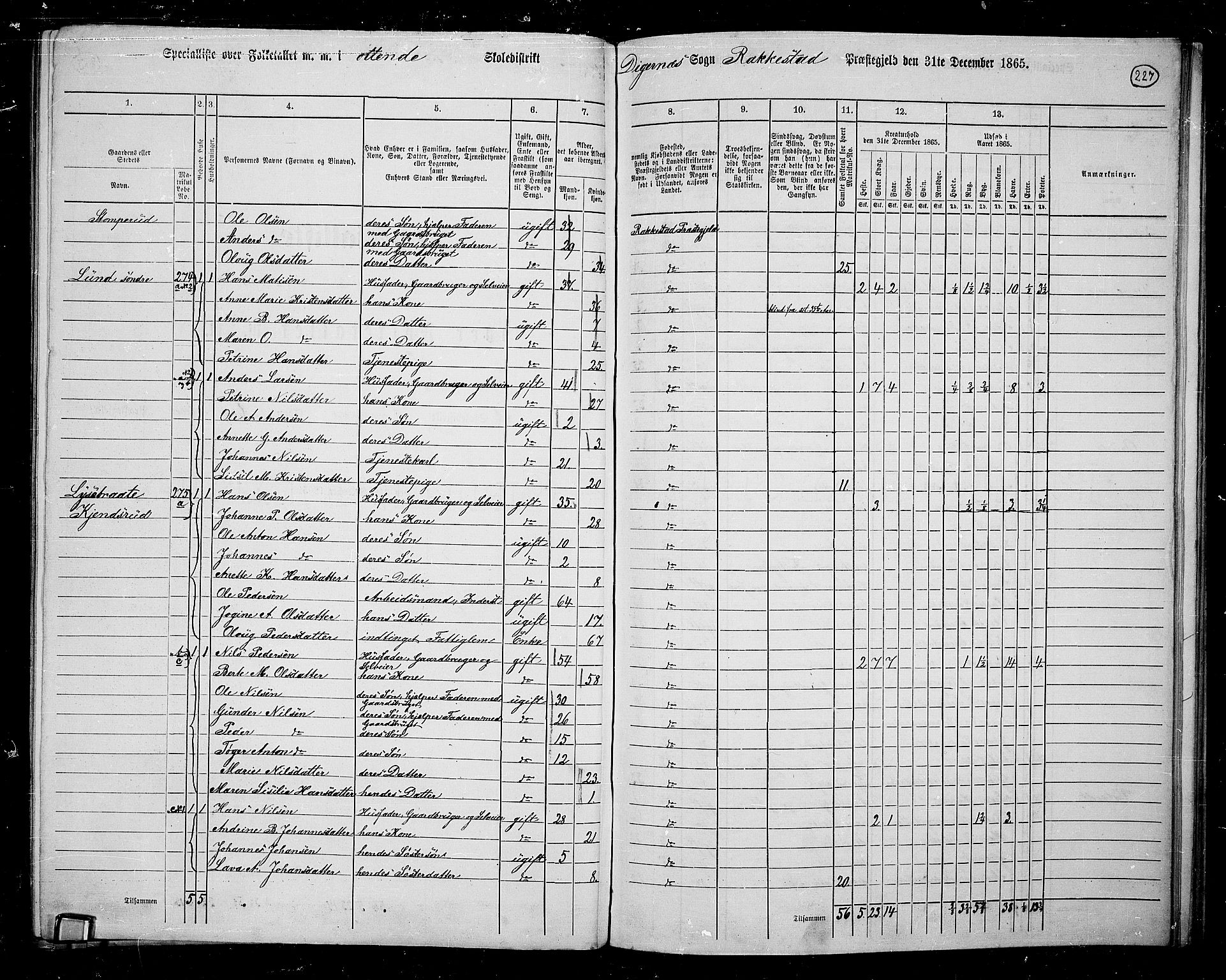 RA, 1865 census for Rakkestad, 1865, p. 218