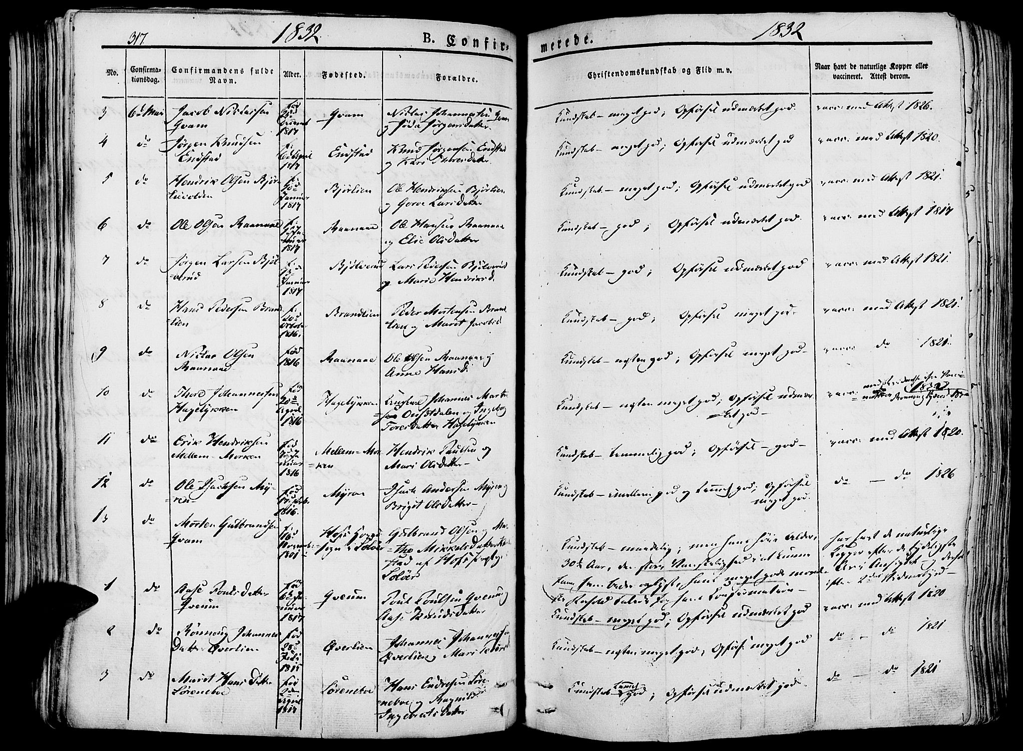 Lesja prestekontor, SAH/PREST-068/H/Ha/Haa/L0005: Parish register (official) no. 5, 1830-1842, p. 317