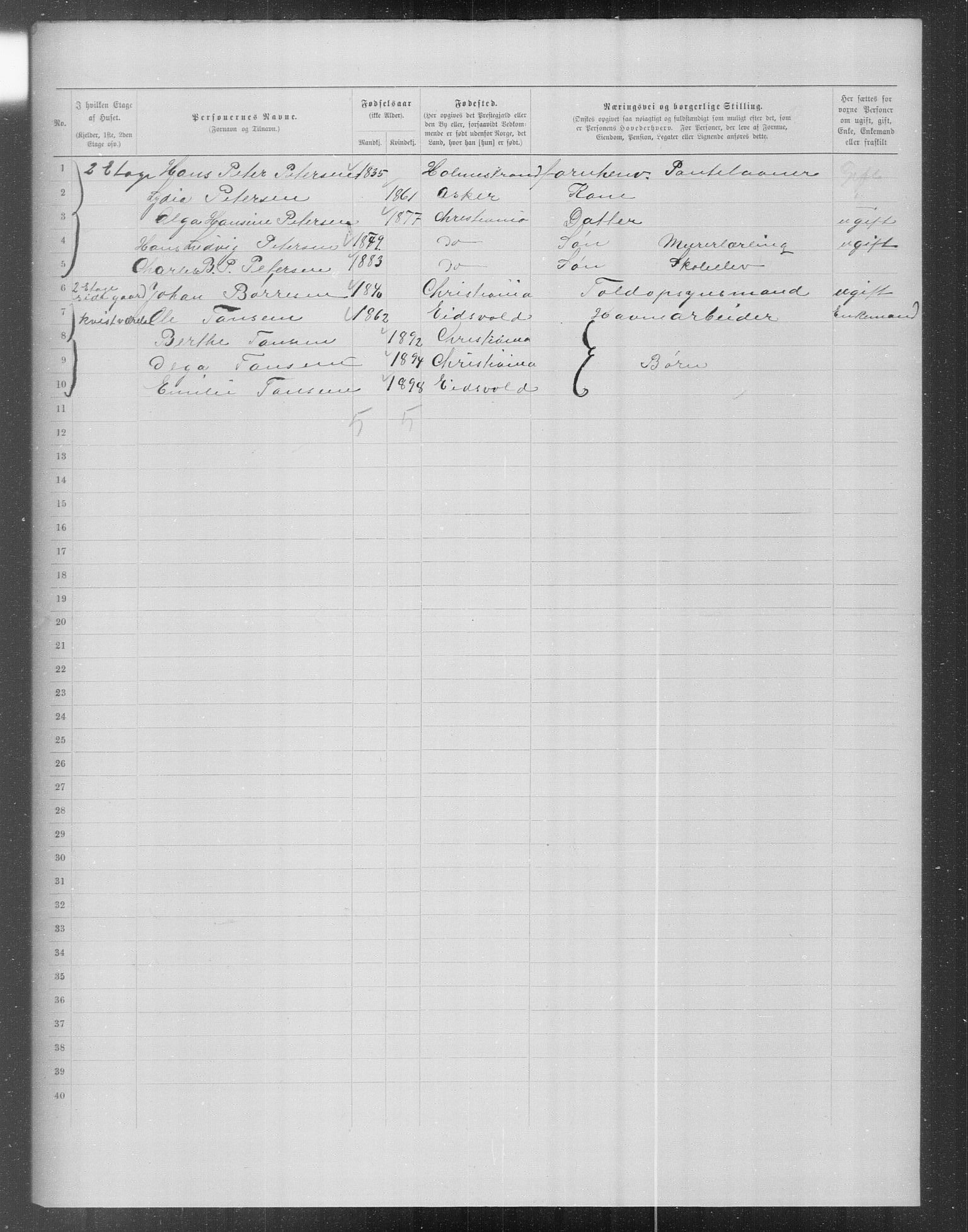 OBA, Municipal Census 1899 for Kristiania, 1899, p. 15962