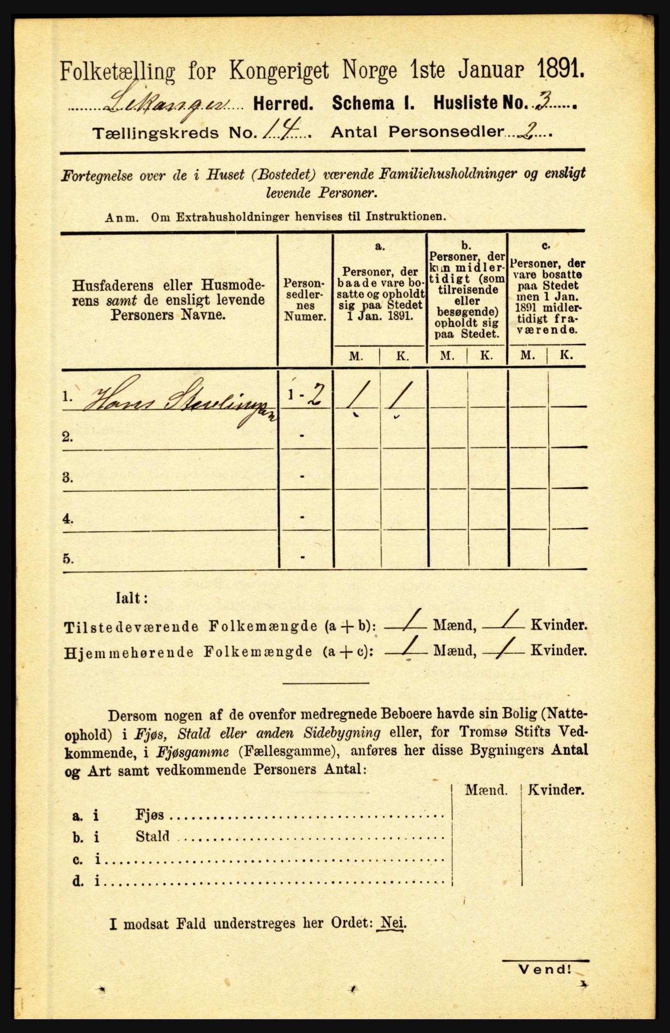 RA, 1891 census for 1419 Leikanger, 1891, p. 2694