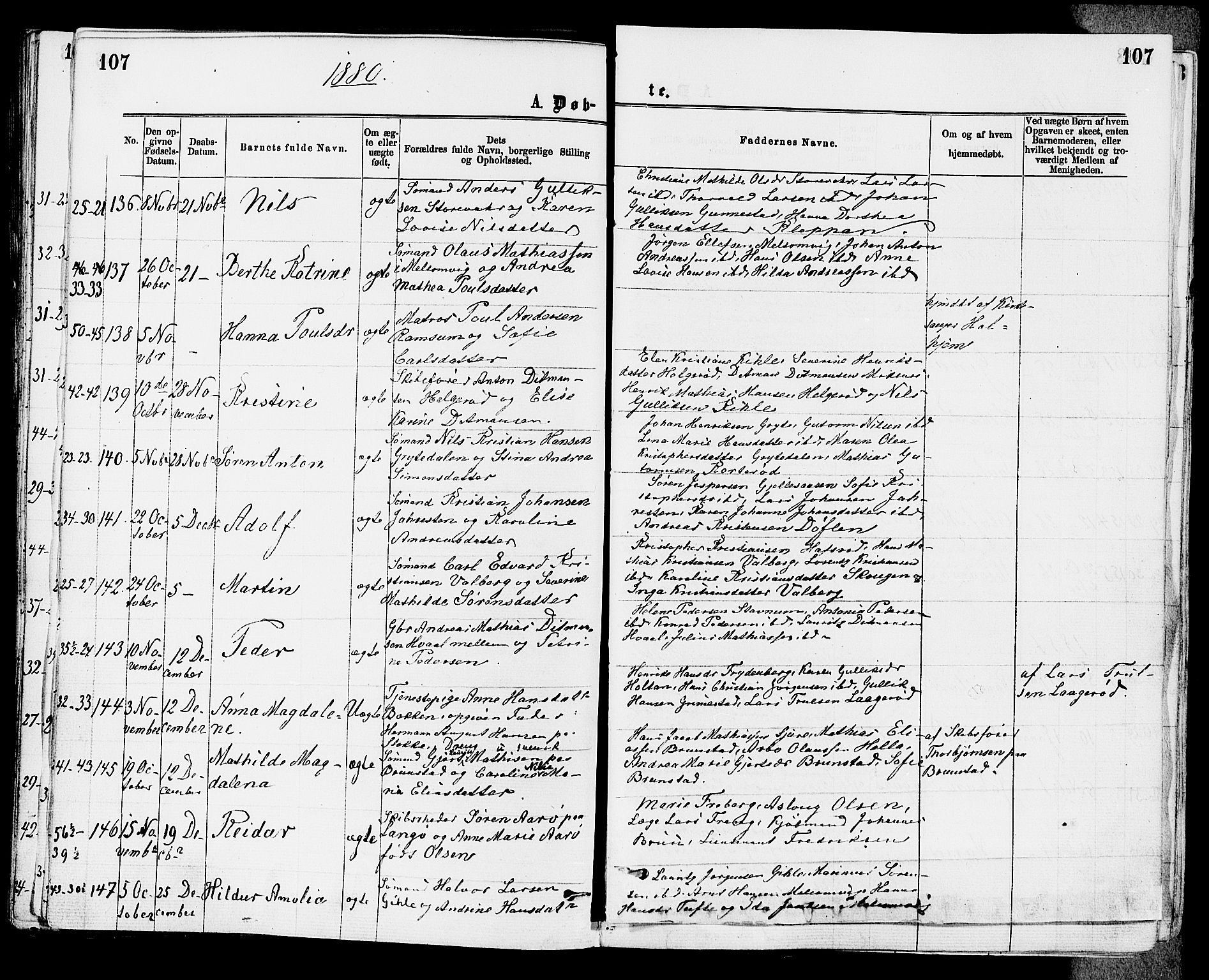 Stokke kirkebøker, AV/SAKO-A-320/F/Fa/L0009: Parish register (official) no. I 9, 1872-1883, p. 107