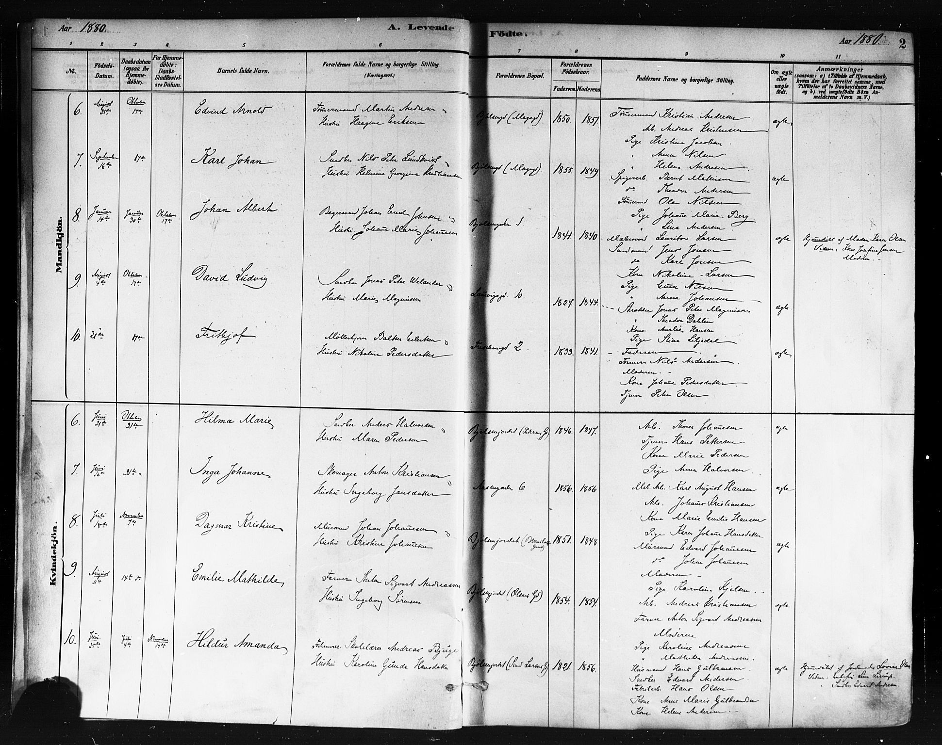 Sagene prestekontor Kirkebøker, AV/SAO-A-10796/F/L0001: Parish register (official) no. 1, 1880-1893, p. 2