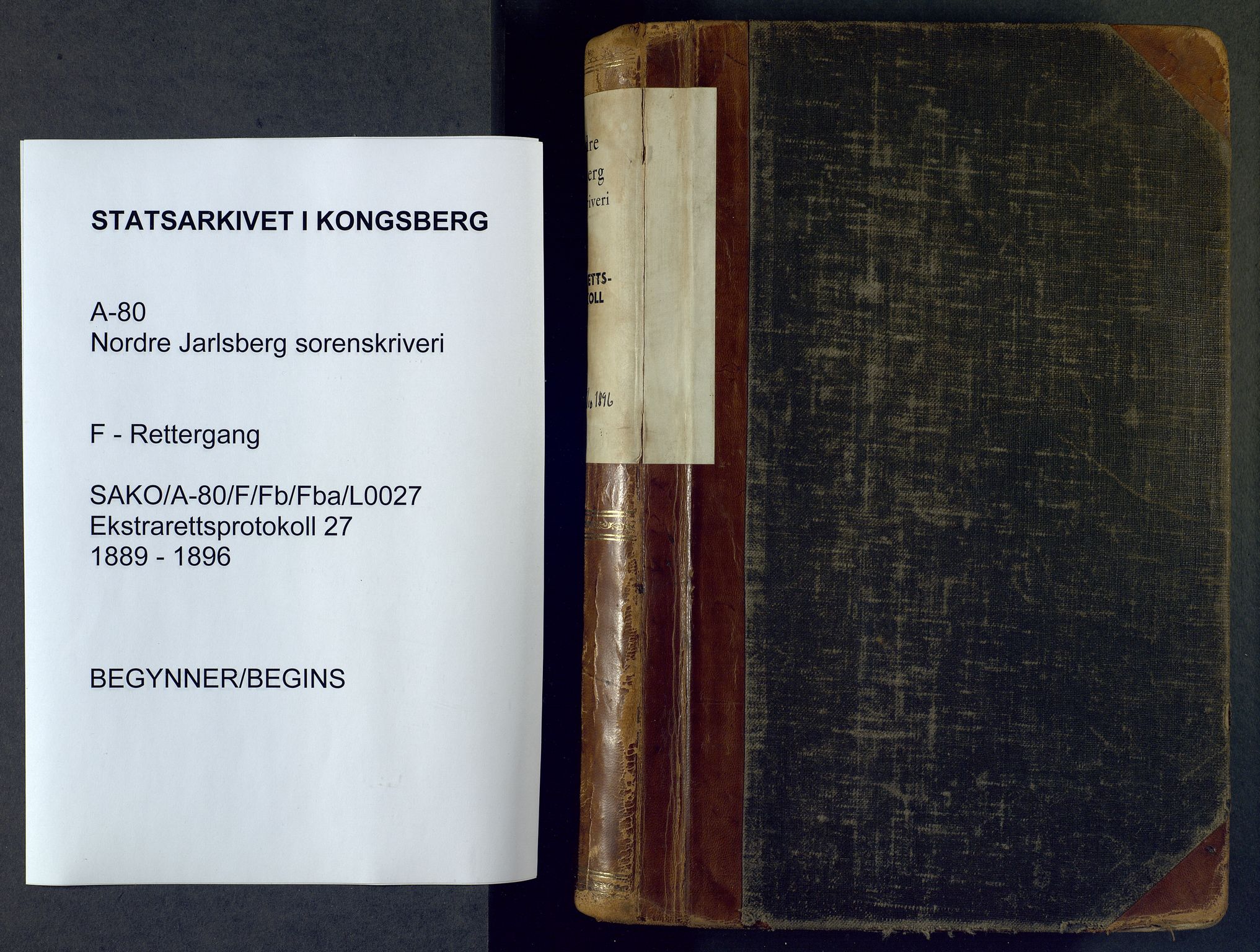 Nordre Jarlsberg sorenskriveri, SAKO/A-80/F/Fb/Fba/L0027: Ekstrarettsprotokoll, 1889-1896