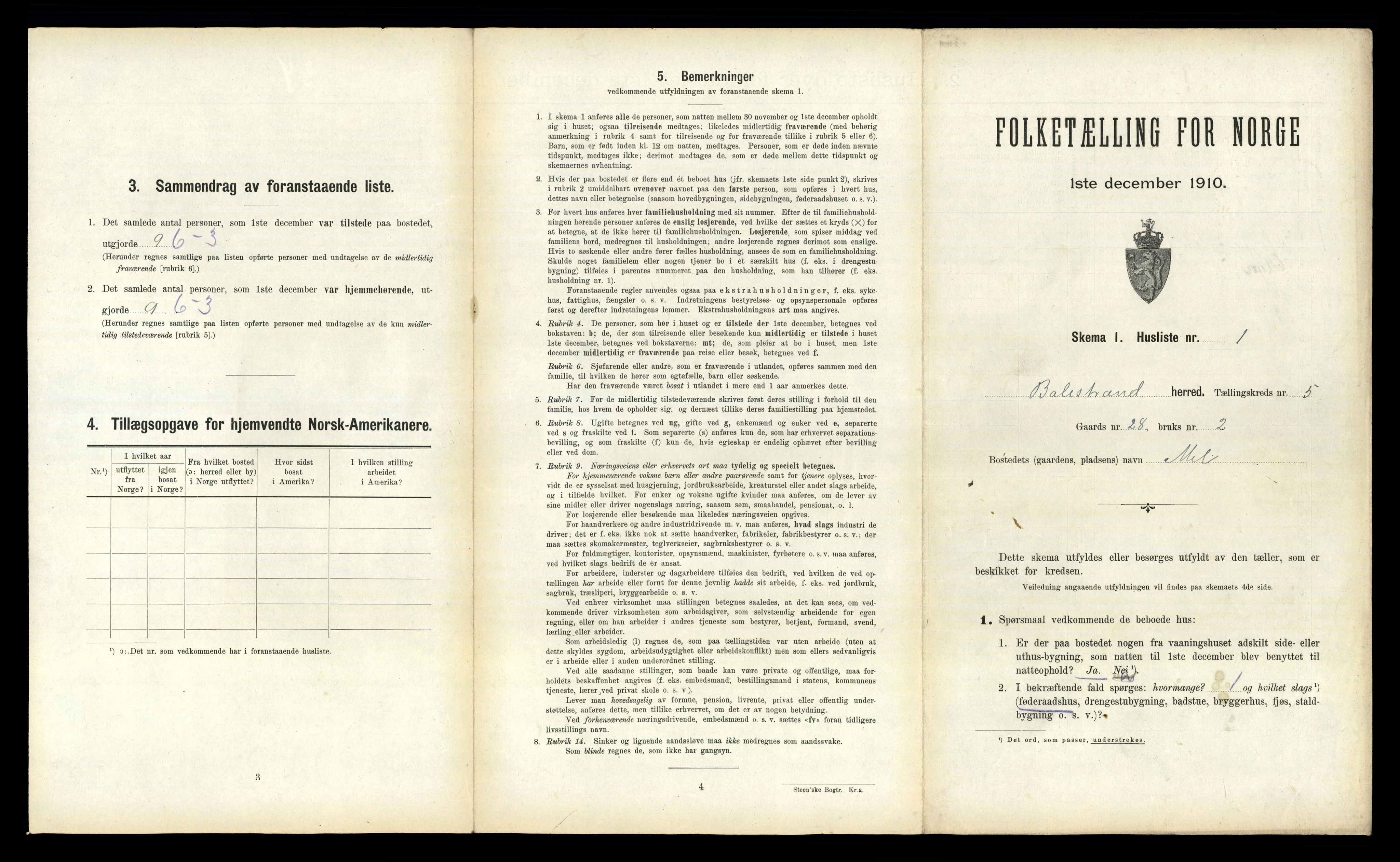 RA, 1910 census for Balestrand, 1910, p. 386