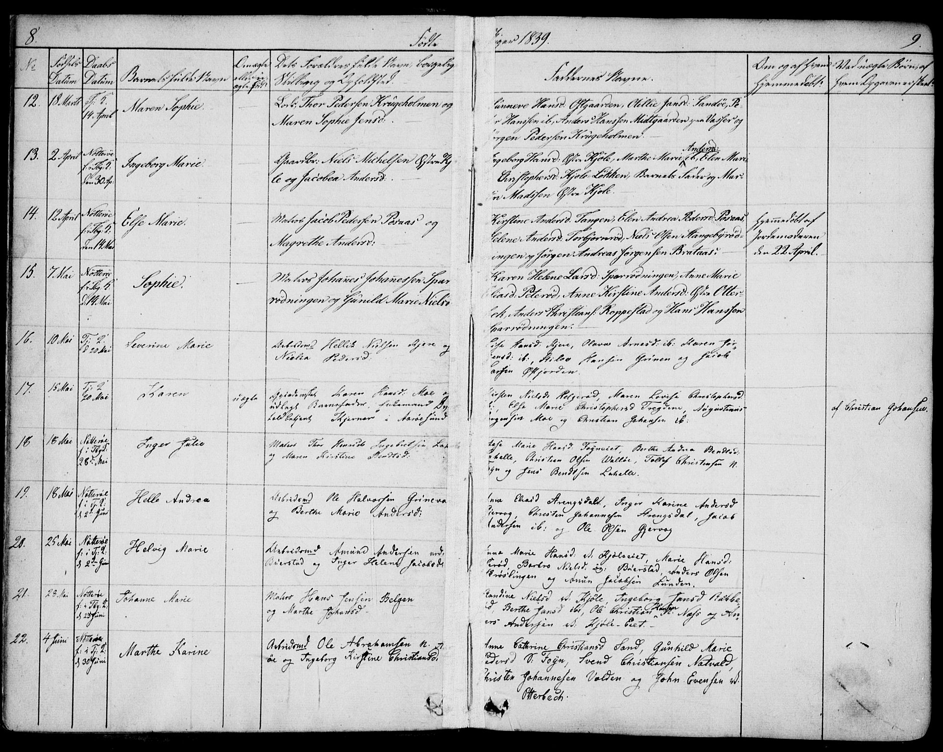 Nøtterøy kirkebøker, AV/SAKO-A-354/F/Fa/L0005: Parish register (official) no. I 5, 1839-1852, p. 8-9