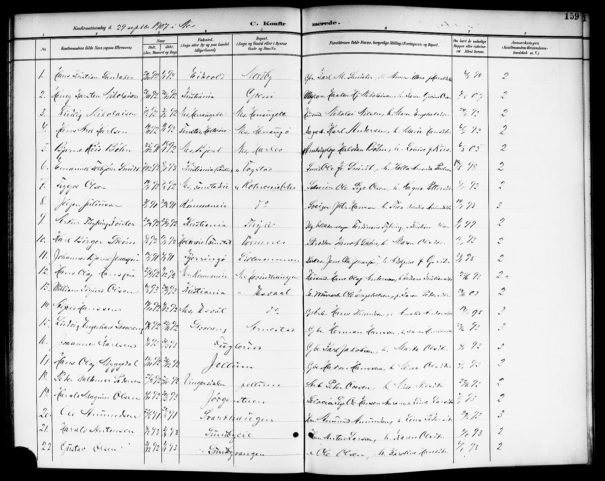 Nes prestekontor Kirkebøker, SAO/A-10410/G/Ga/L0002: Parish register (copy) no. I 2, 1901-1912, p. 159