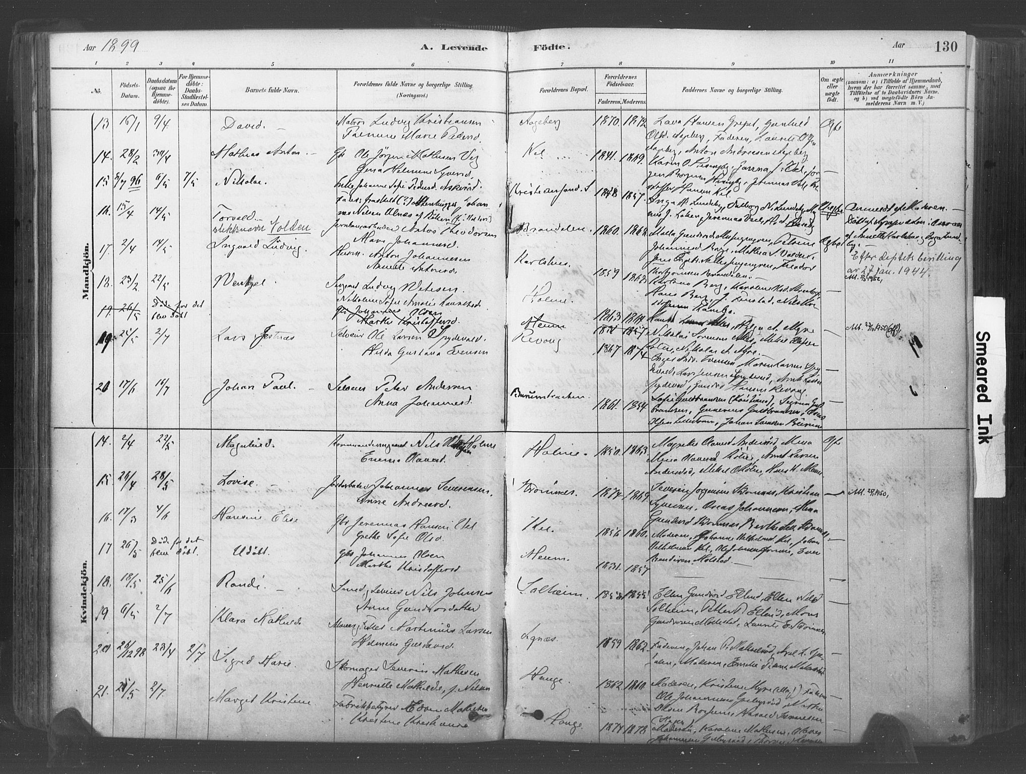 Råde prestekontor kirkebøker, AV/SAO-A-2009/F/Fa/L0007: Parish register (official) no. 7, 1878-1902, p. 130