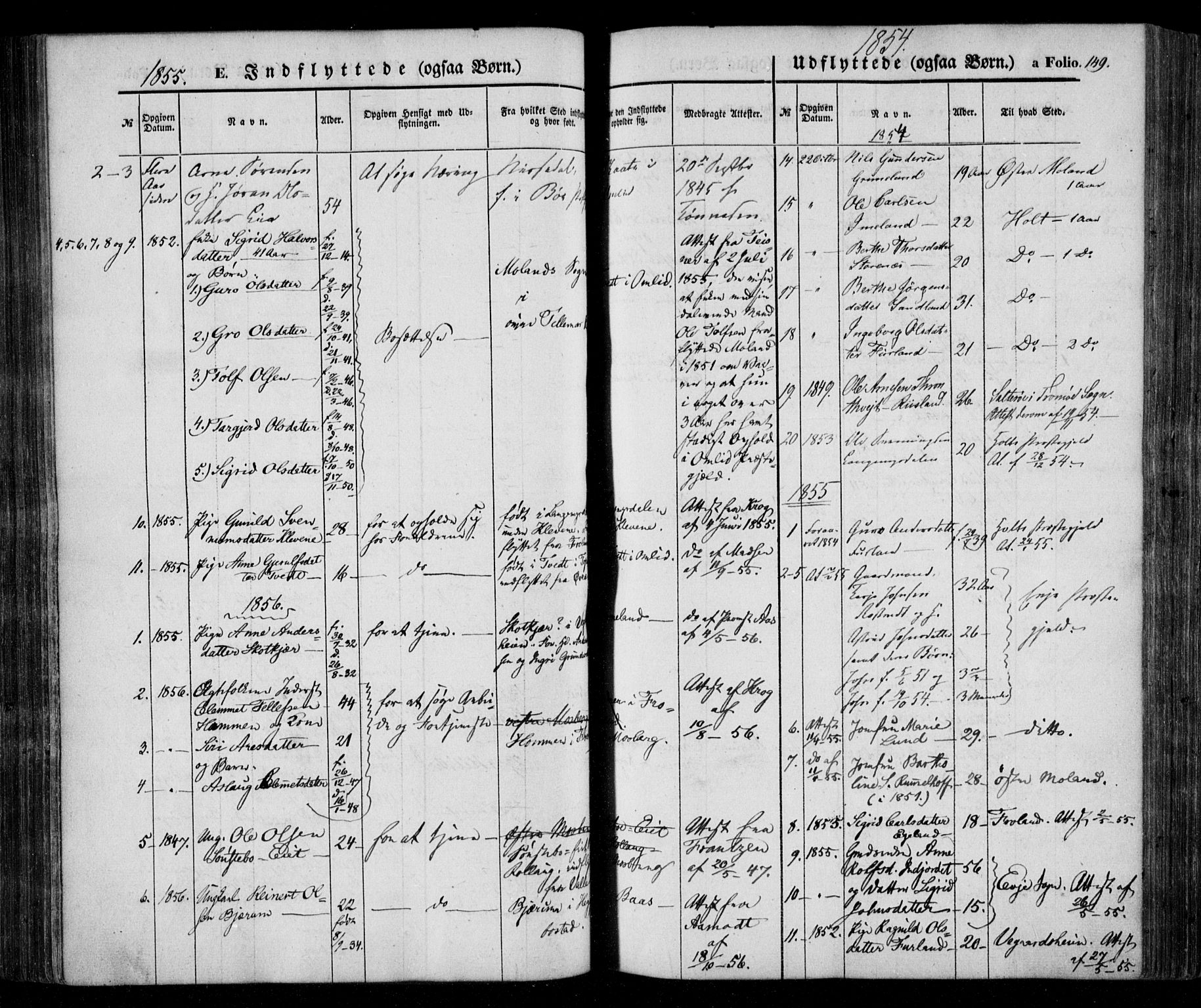 Åmli sokneprestkontor, AV/SAK-1111-0050/F/Fa/Fac/L0008: Parish register (official) no. A 8, 1852-1869, p. 149