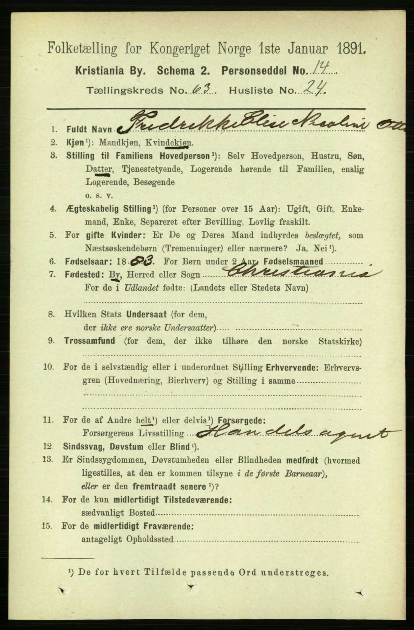 RA, 1891 census for 0301 Kristiania, 1891, p. 34157