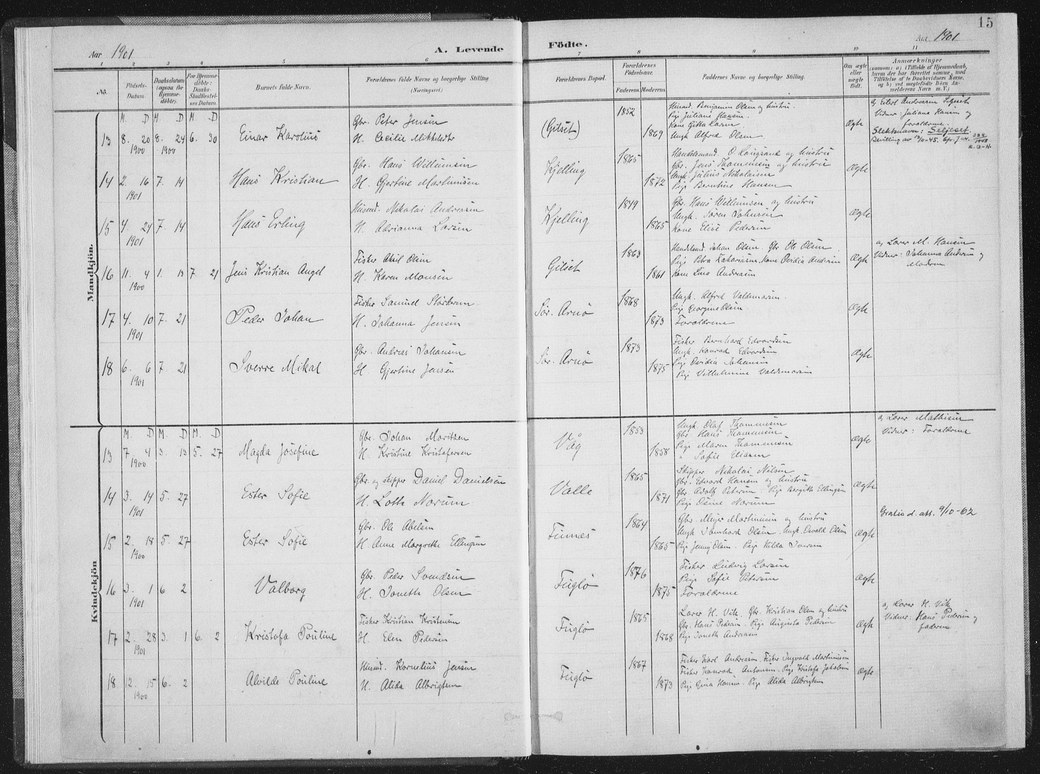 Ministerialprotokoller, klokkerbøker og fødselsregistre - Nordland, AV/SAT-A-1459/805/L0102: Parish register (official) no. 805A08I, 1900-1909, p. 15