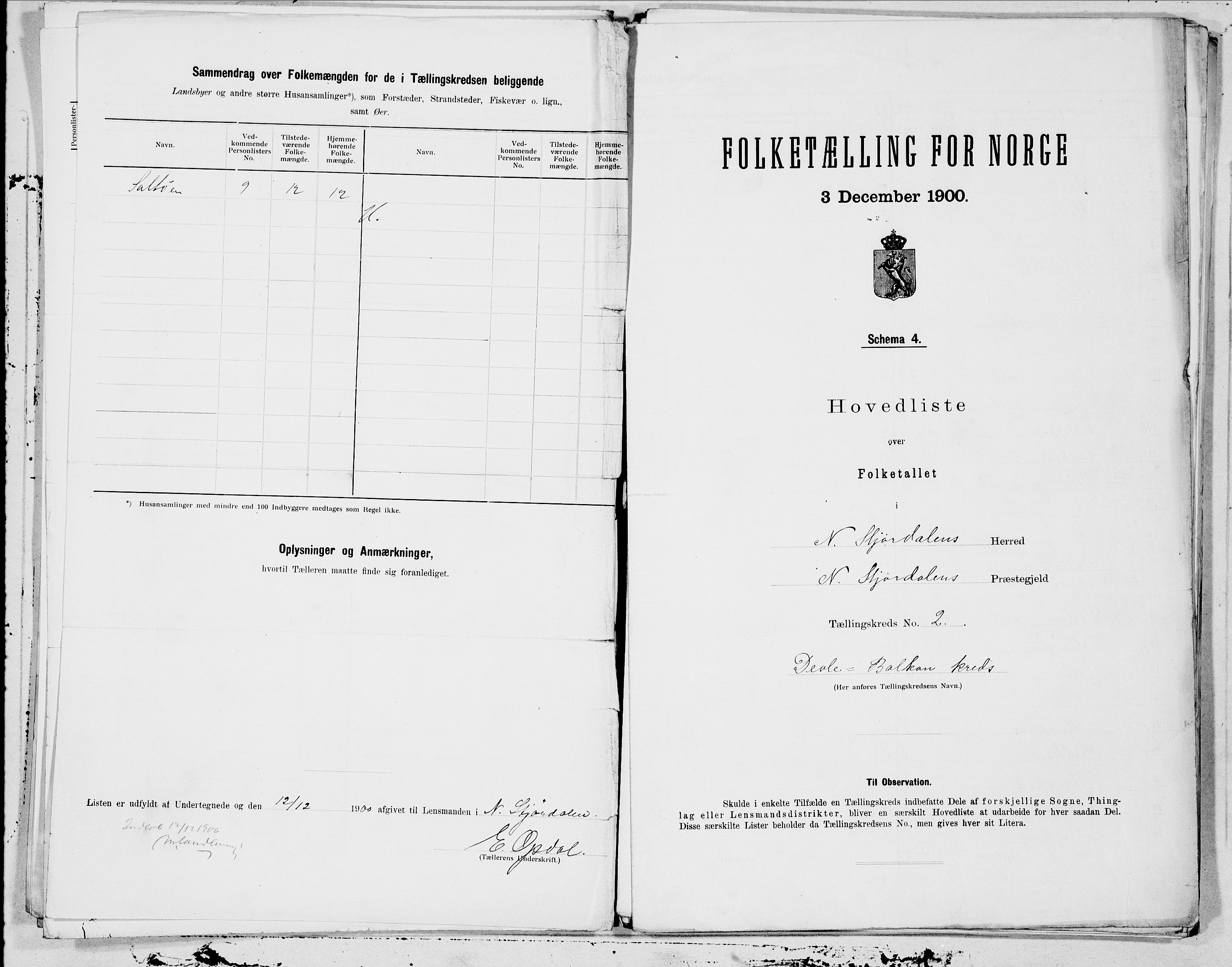 SAT, 1900 census for Nedre Stjørdal, 1900, p. 4