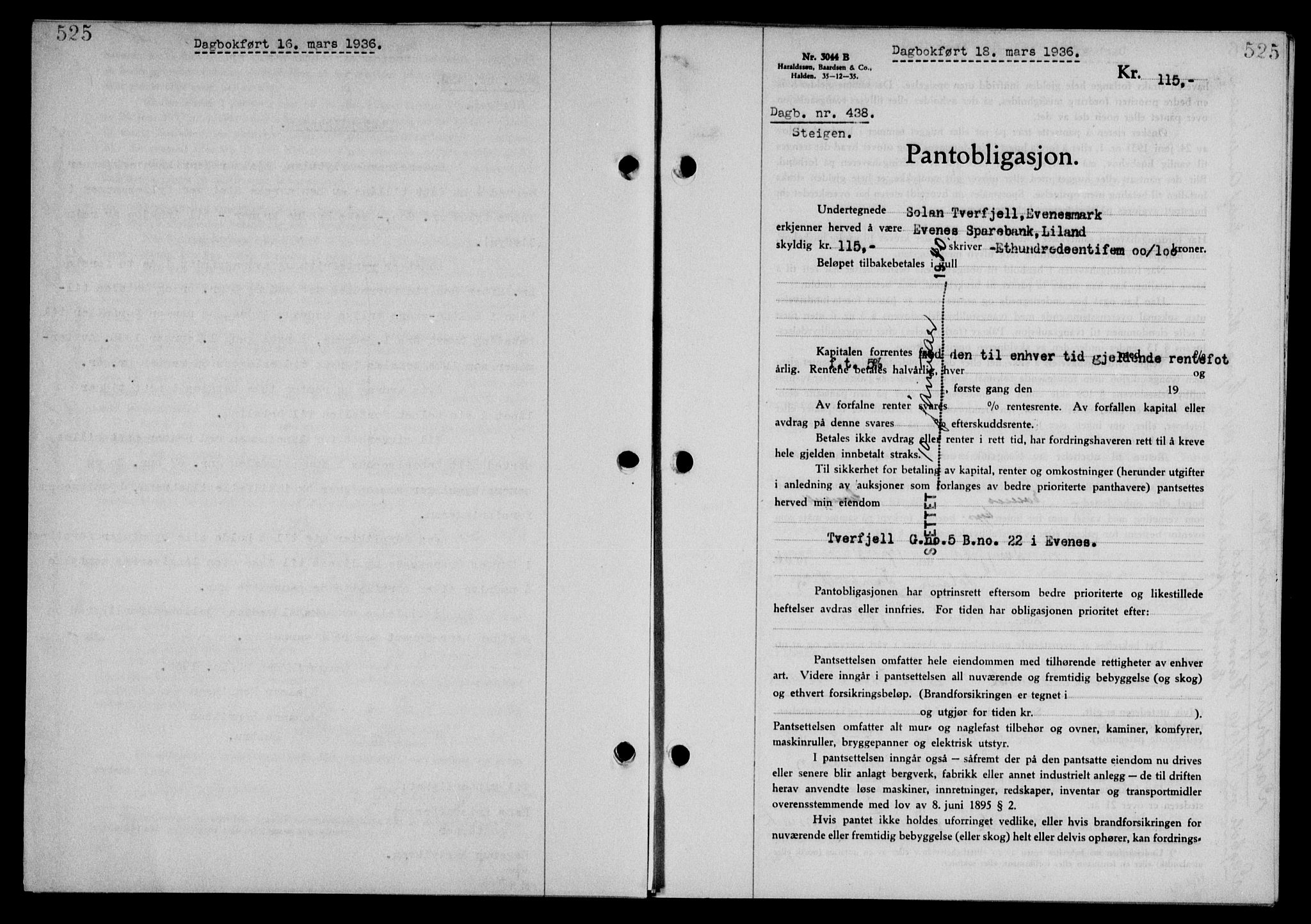 Steigen og Ofoten sorenskriveri, SAT/A-0030/1/2/2C/L0026: Mortgage book no. 30, 1935-1936, Deed date: 18.03.1936