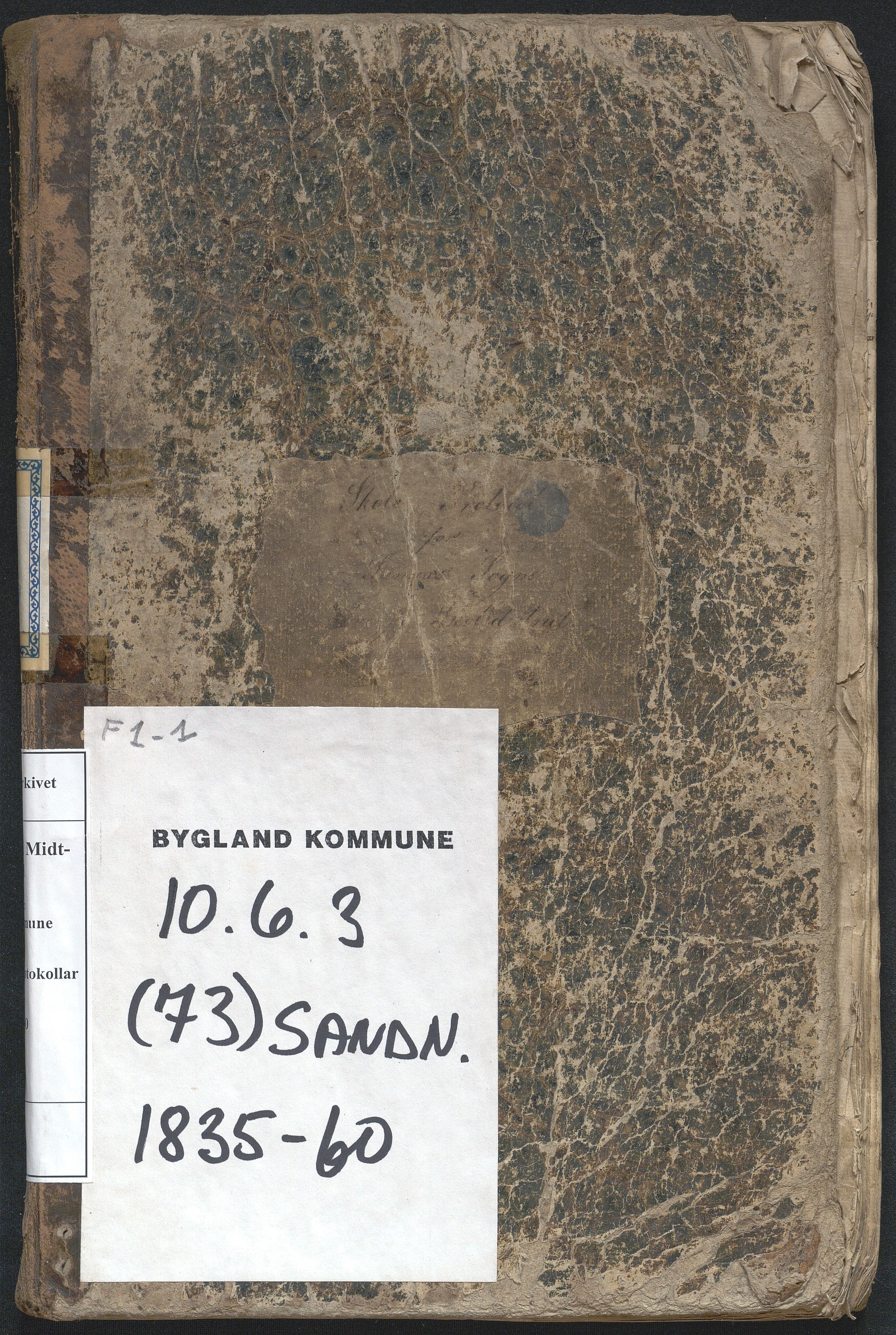 Bygland kommune, Skulekrinsar i Midt-Bygland, AAKS/KA0938-550b/F1/L0001: Eksamensprotokoll Sandnes, 1835-1860