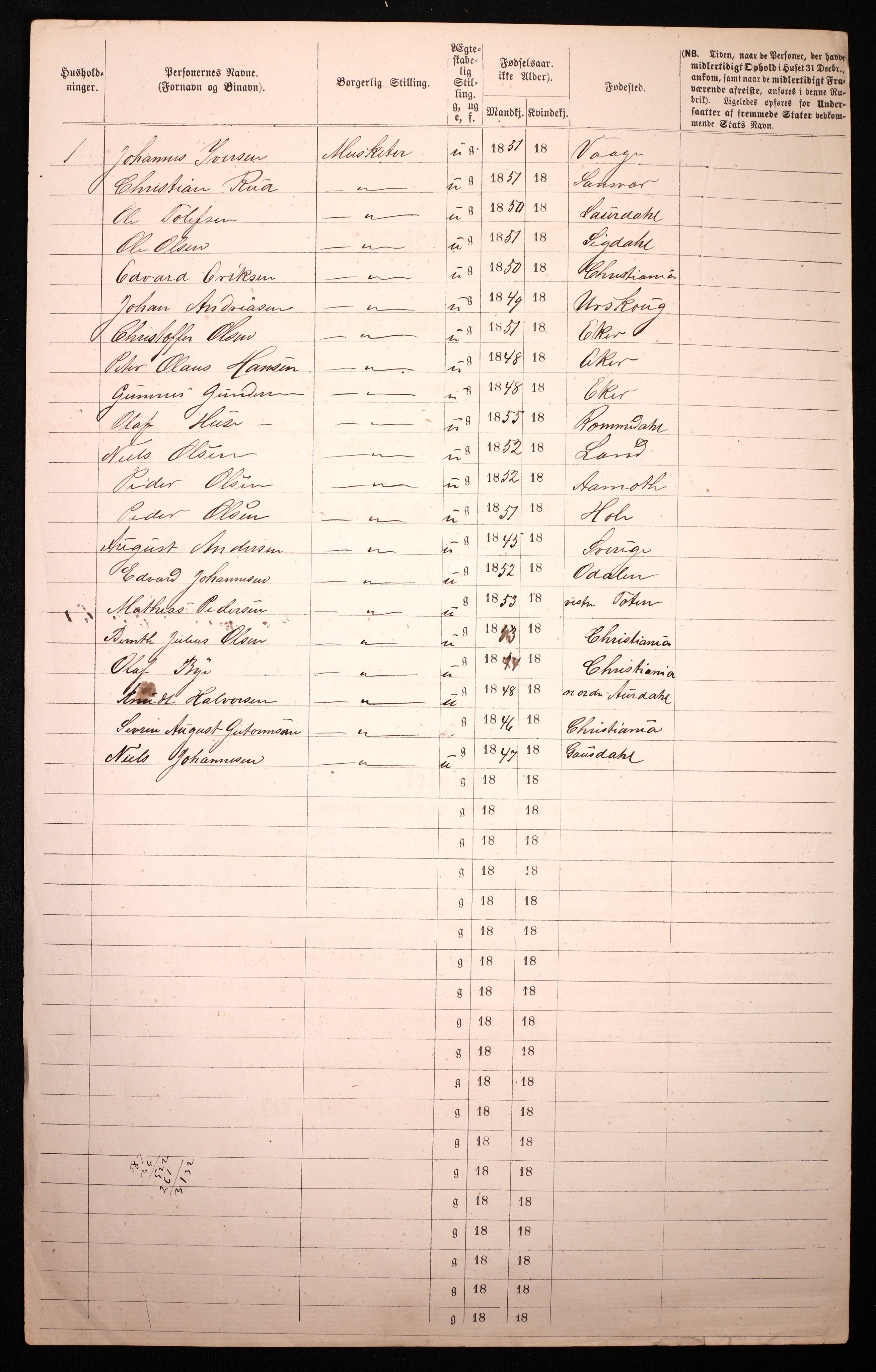 RA, 1870 census for 0301 Kristiania, 1870, p. 181