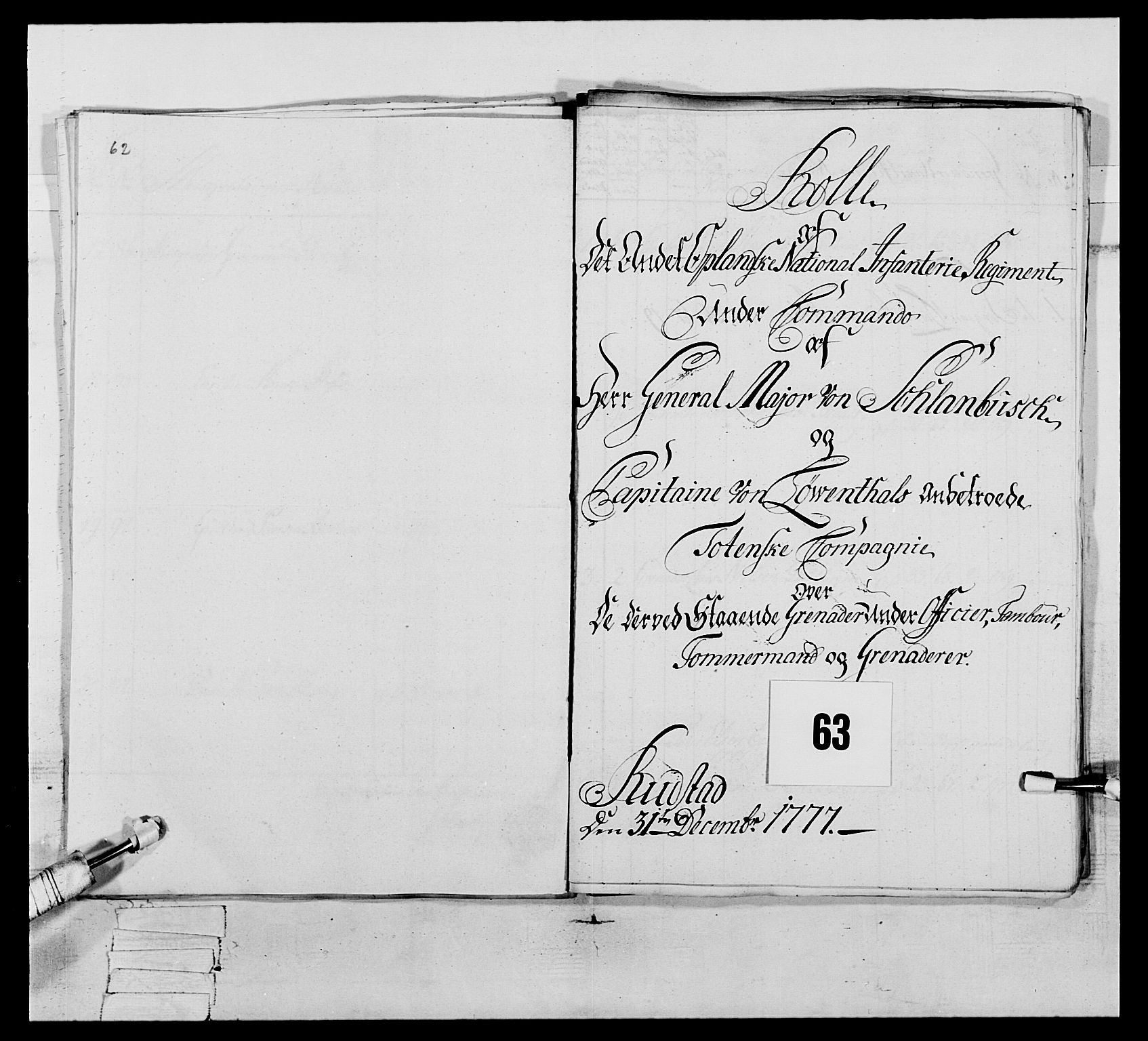Generalitets- og kommissariatskollegiet, Det kongelige norske kommissariatskollegium, AV/RA-EA-5420/E/Eh/L0064: 2. Opplandske nasjonale infanteriregiment, 1774-1784, p. 303