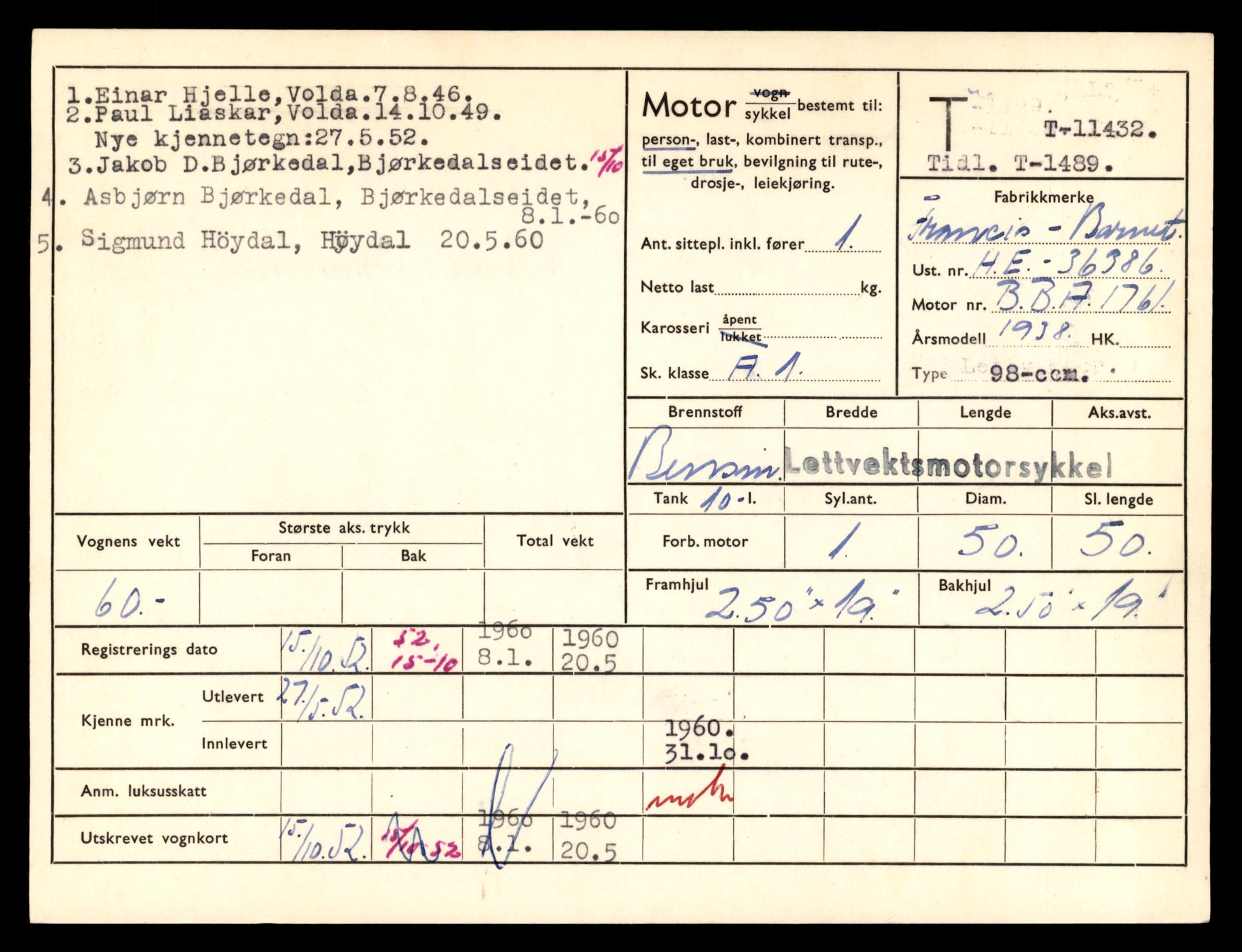 Møre og Romsdal vegkontor - Ålesund trafikkstasjon, AV/SAT-A-4099/F/Fe/L0029: Registreringskort for kjøretøy T 11430 - T 11619, 1927-1998, p. 45