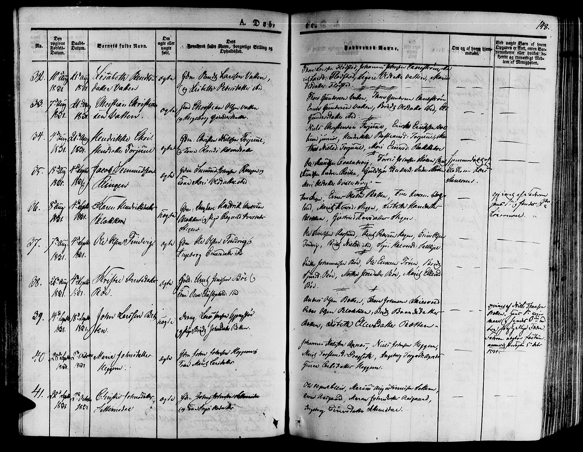 Ministerialprotokoller, klokkerbøker og fødselsregistre - Møre og Romsdal, SAT/A-1454/592/L1025: Parish register (official) no. 592A03 /2, 1831-1849, p. 148