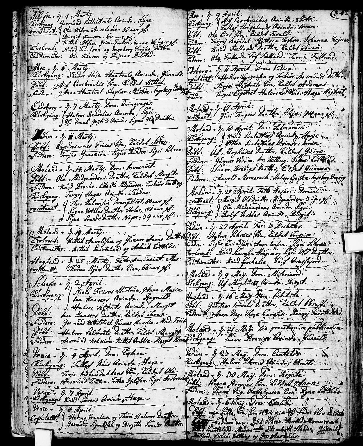 Fyresdal kirkebøker, SAKO/A-263/F/Fa/L0001: Parish register (official) no. I 1, 1724-1748, p. 34
