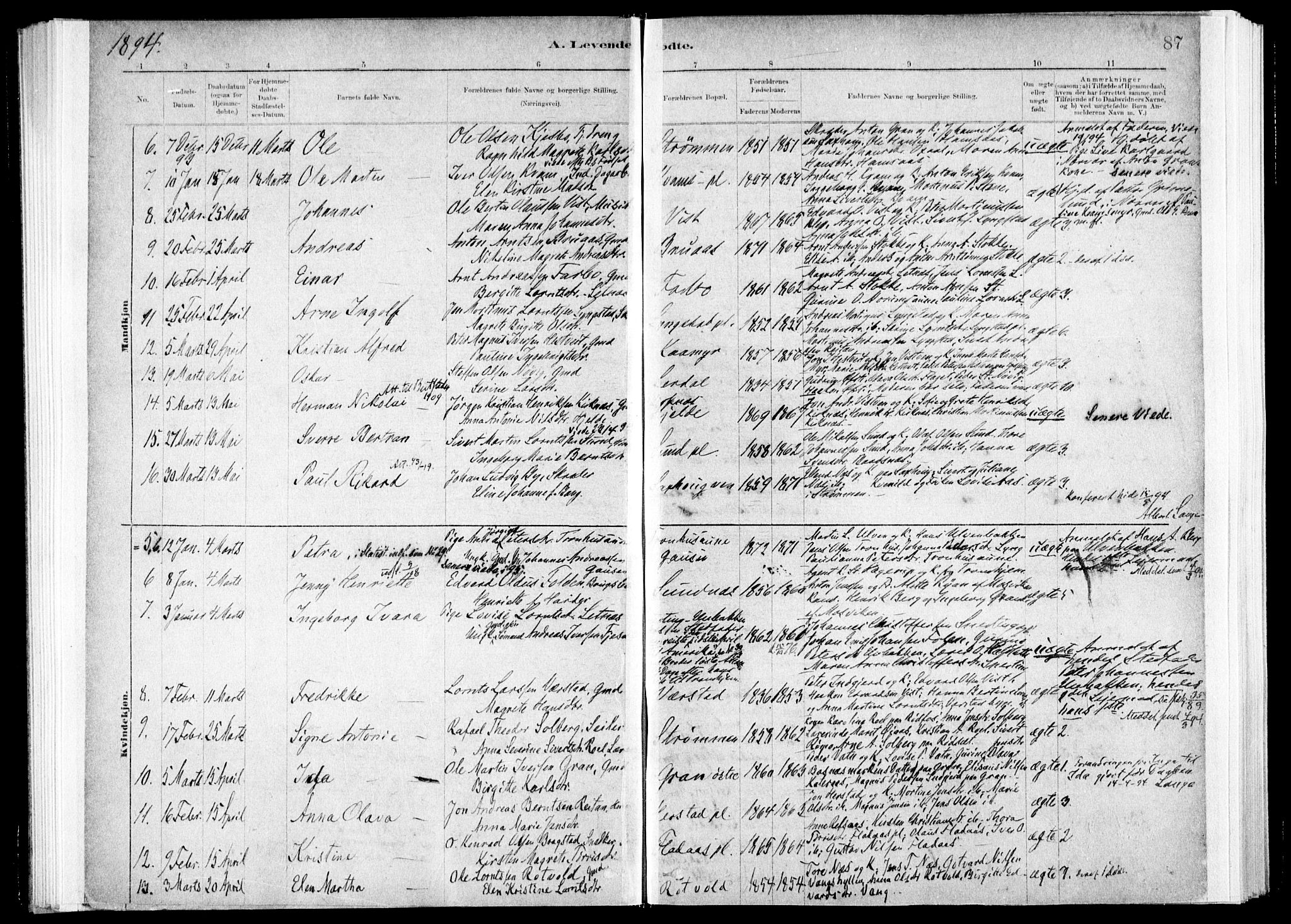 Ministerialprotokoller, klokkerbøker og fødselsregistre - Nord-Trøndelag, AV/SAT-A-1458/730/L0285: Parish register (official) no. 730A10, 1879-1914, p. 87