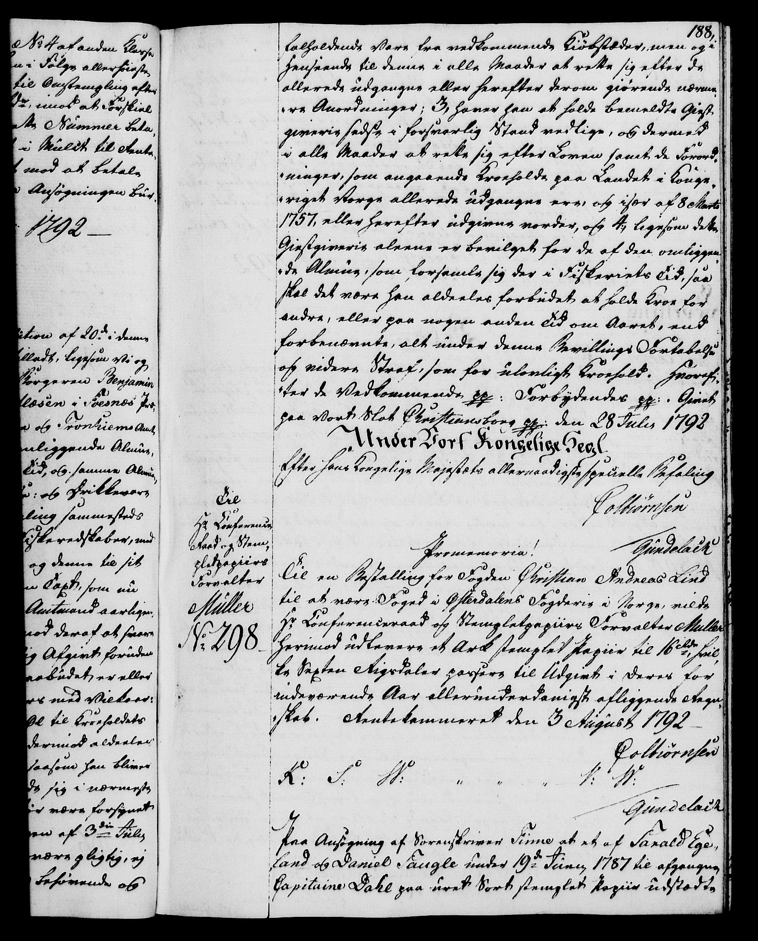 Rentekammeret, Kammerkanselliet, AV/RA-EA-3111/G/Gg/Gga/L0015: Norsk ekspedisjonsprotokoll med register (merket RK 53.15), 1790-1791, p. 188