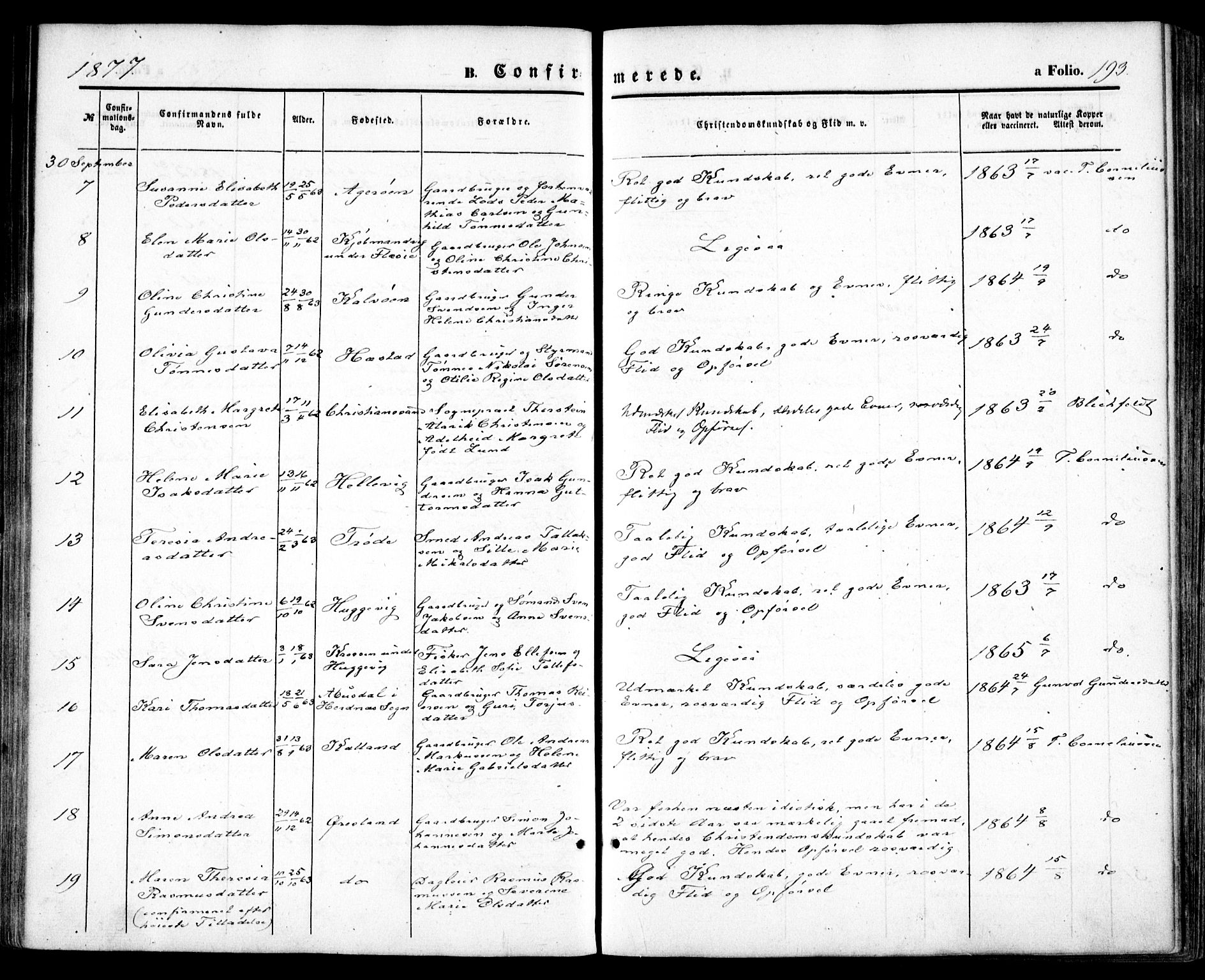 Høvåg sokneprestkontor, SAK/1111-0025/F/Fa/L0004: Parish register (official) no. A 4, 1859-1877, p. 193