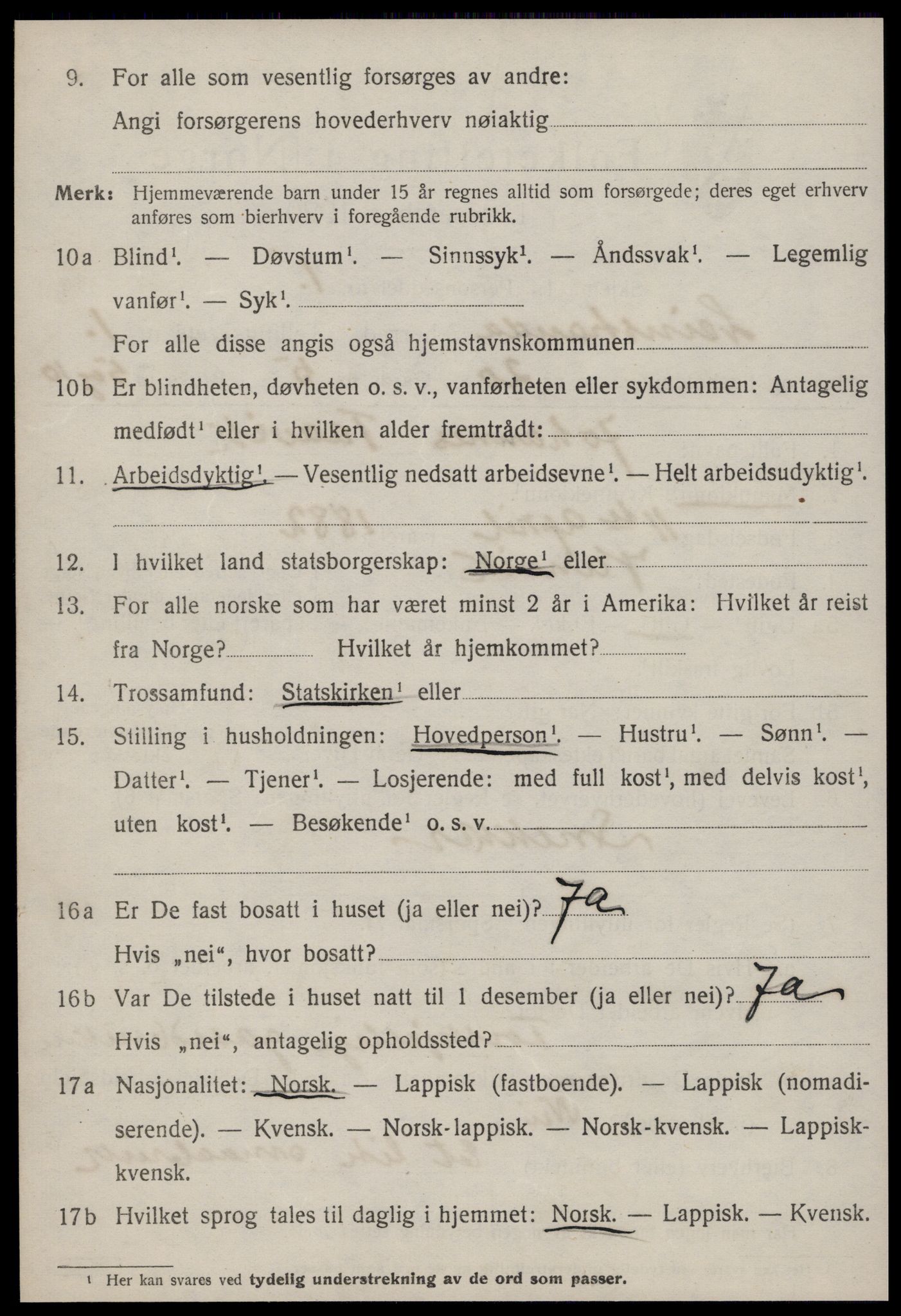 SAT, 1920 census for Leinstrand, 1920, p. 824