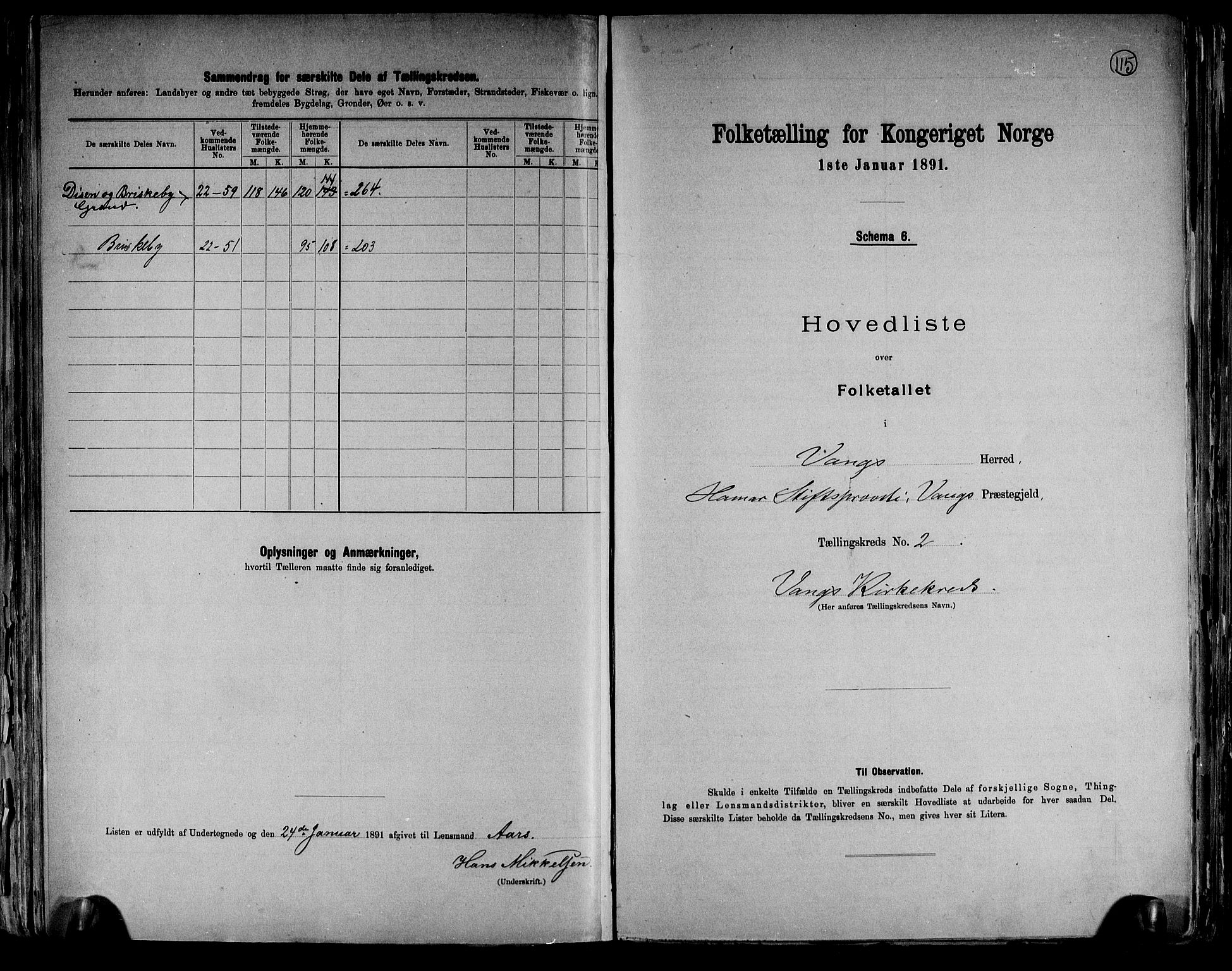 RA, 1891 census for 0414 Vang, 1891, p. 10