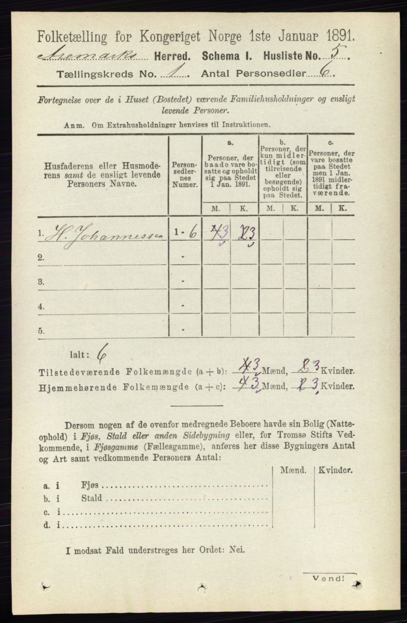 RA, 1891 census for 0118 Aremark, 1891, p. 31