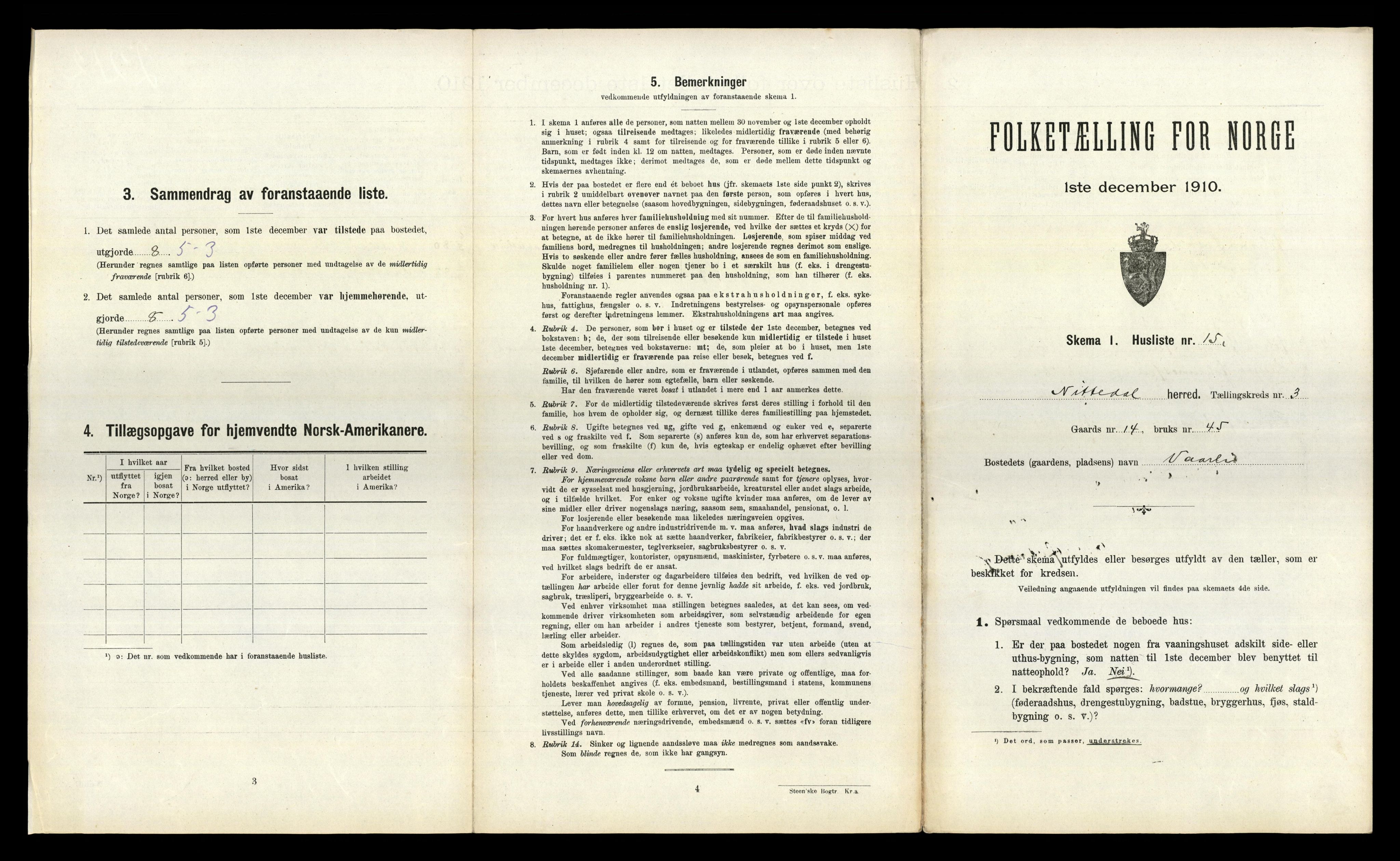 RA, 1910 census for Nittedal, 1910, p. 469