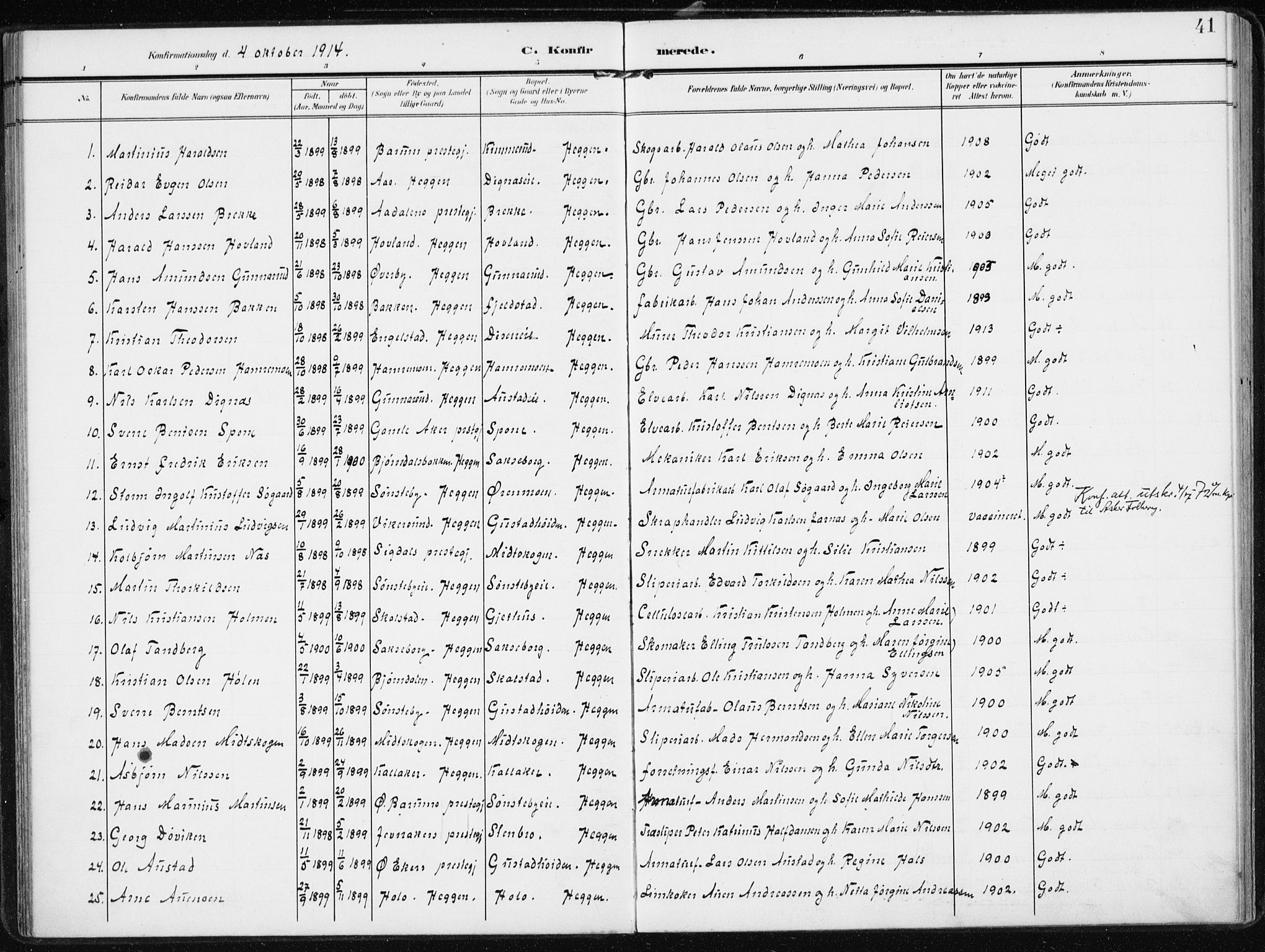 Modum kirkebøker, AV/SAKO-A-234/F/Fa/L0014b: Parish register (official) no. 14b, 1906-1917, p. 41