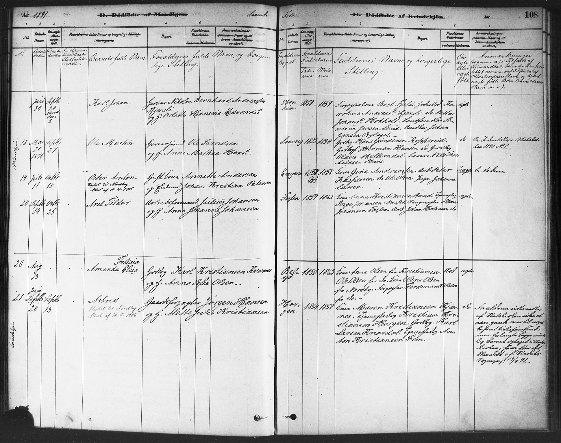Drøbak prestekontor Kirkebøker, AV/SAO-A-10142a/F/Fc/L0002: Parish register (official) no. III 2, 1878-1891, p. 108