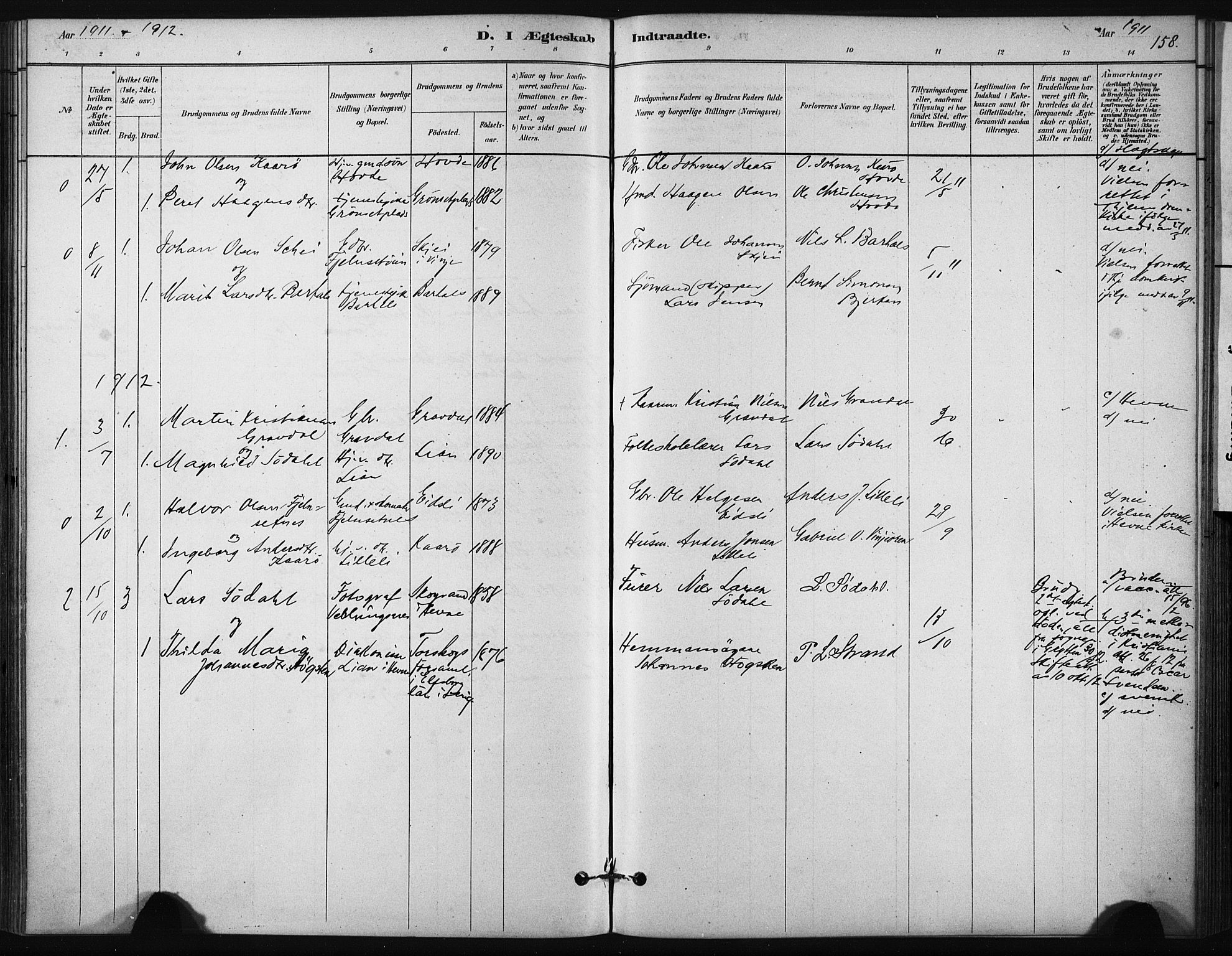 Ministerialprotokoller, klokkerbøker og fødselsregistre - Sør-Trøndelag, SAT/A-1456/631/L0512: Parish register (official) no. 631A01, 1879-1912, p. 158