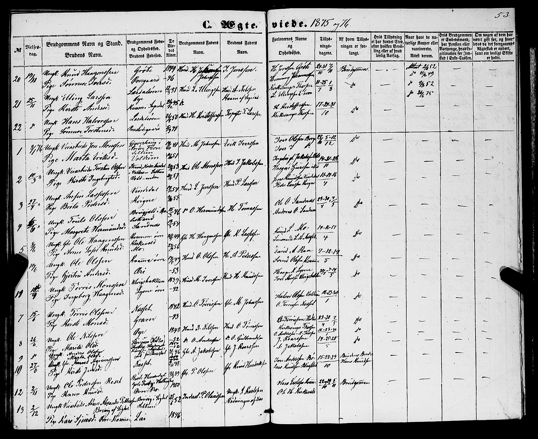 Lærdal sokneprestembete, SAB/A-81201: Parish register (official) no. A 15, 1853-1877, p. 53