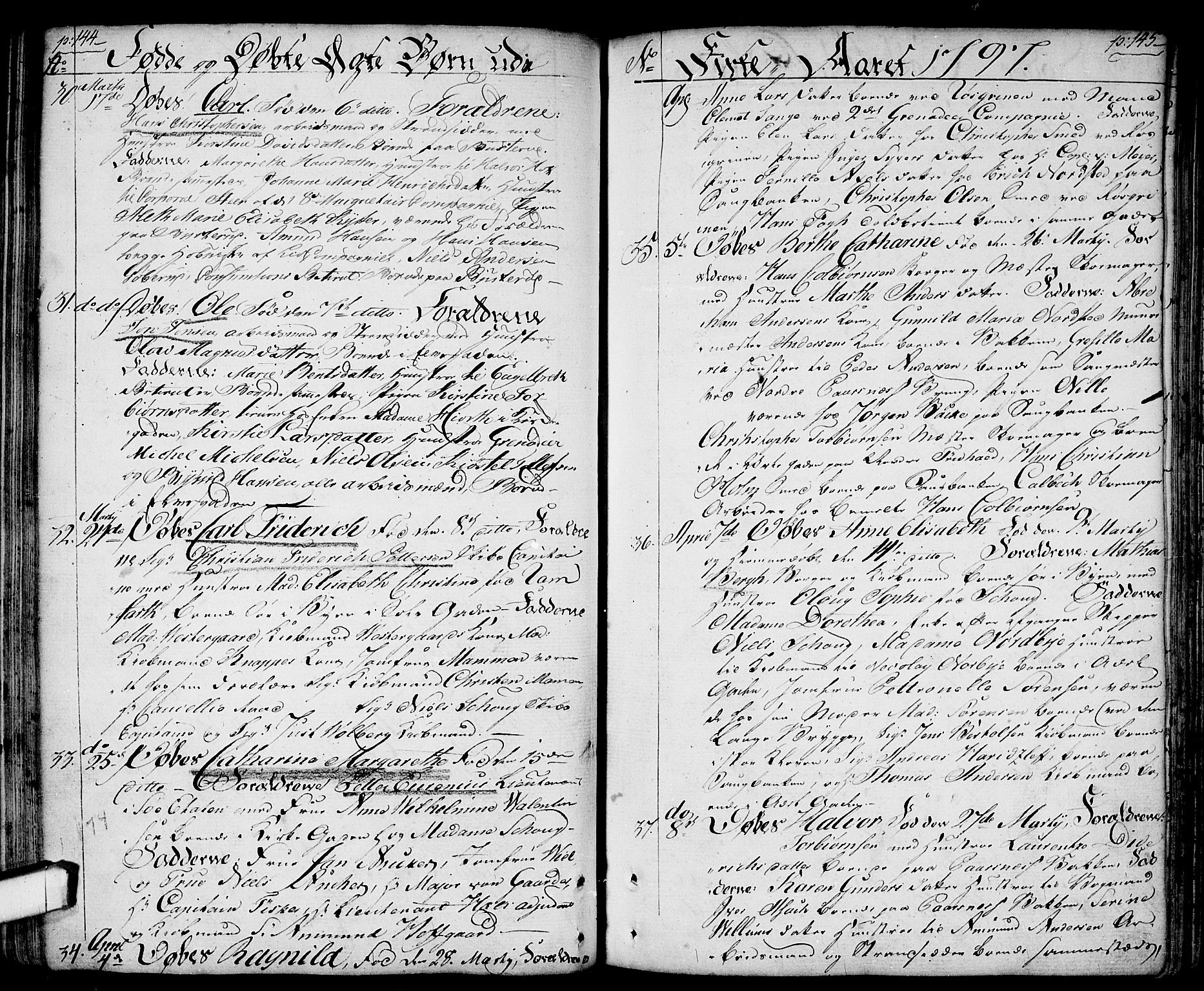 Halden prestekontor Kirkebøker, SAO/A-10909/F/Fa/L0002: Parish register (official) no. I 2, 1792-1812, p. 144-145