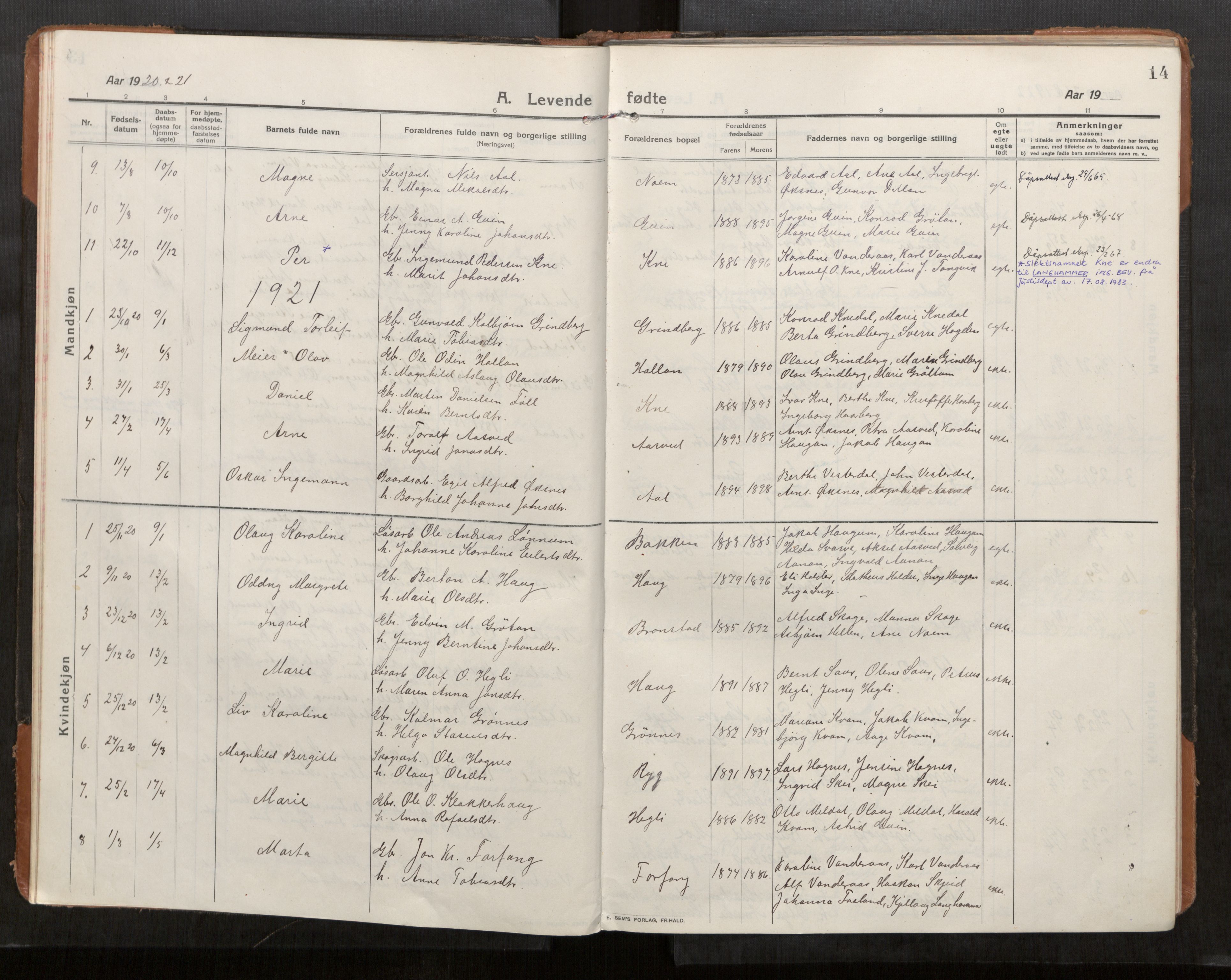 Stod sokneprestkontor, SAT/A-1164/1/I/I1/I1a/L0004: Parish register (official) no. 4, 1913-1933, p. 14