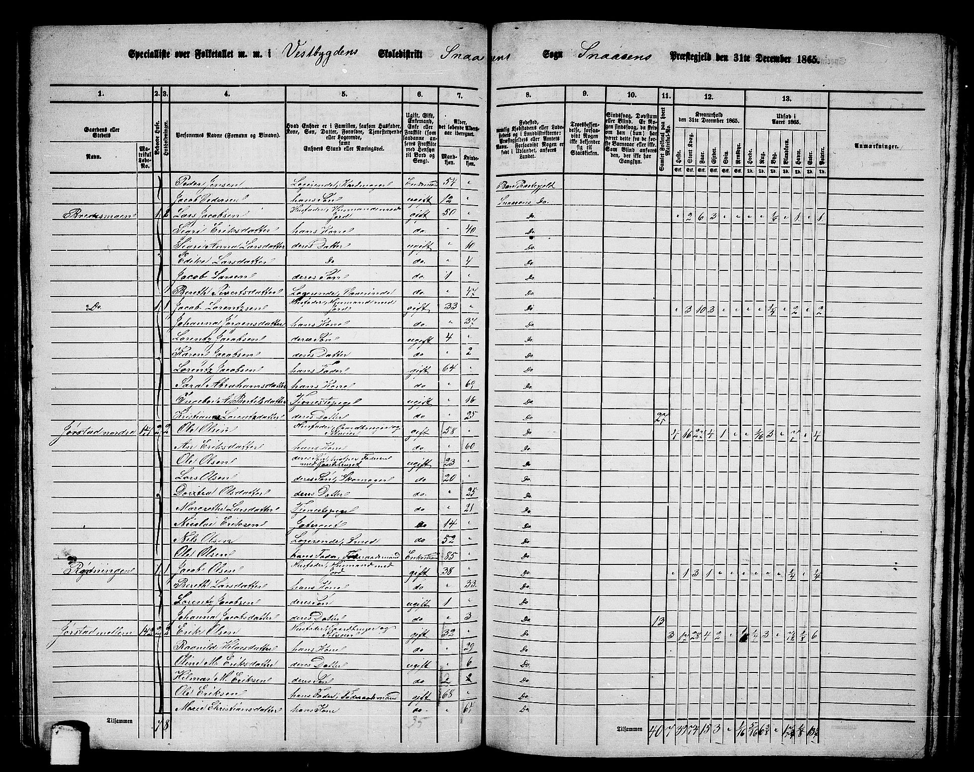 RA, 1865 census for Snåsa, 1865, p. 91