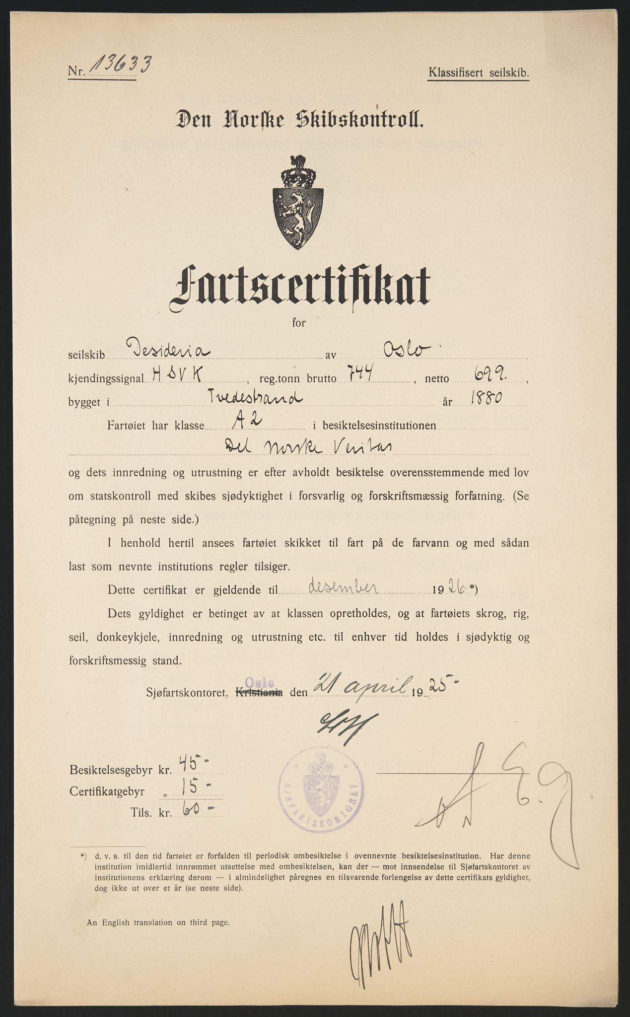 Sjøfartsdirektoratet med forløpere, skipsmapper slettede skip, AV/RA-S-4998/F/Fa/L0239: --, 1851-1931, p. 11