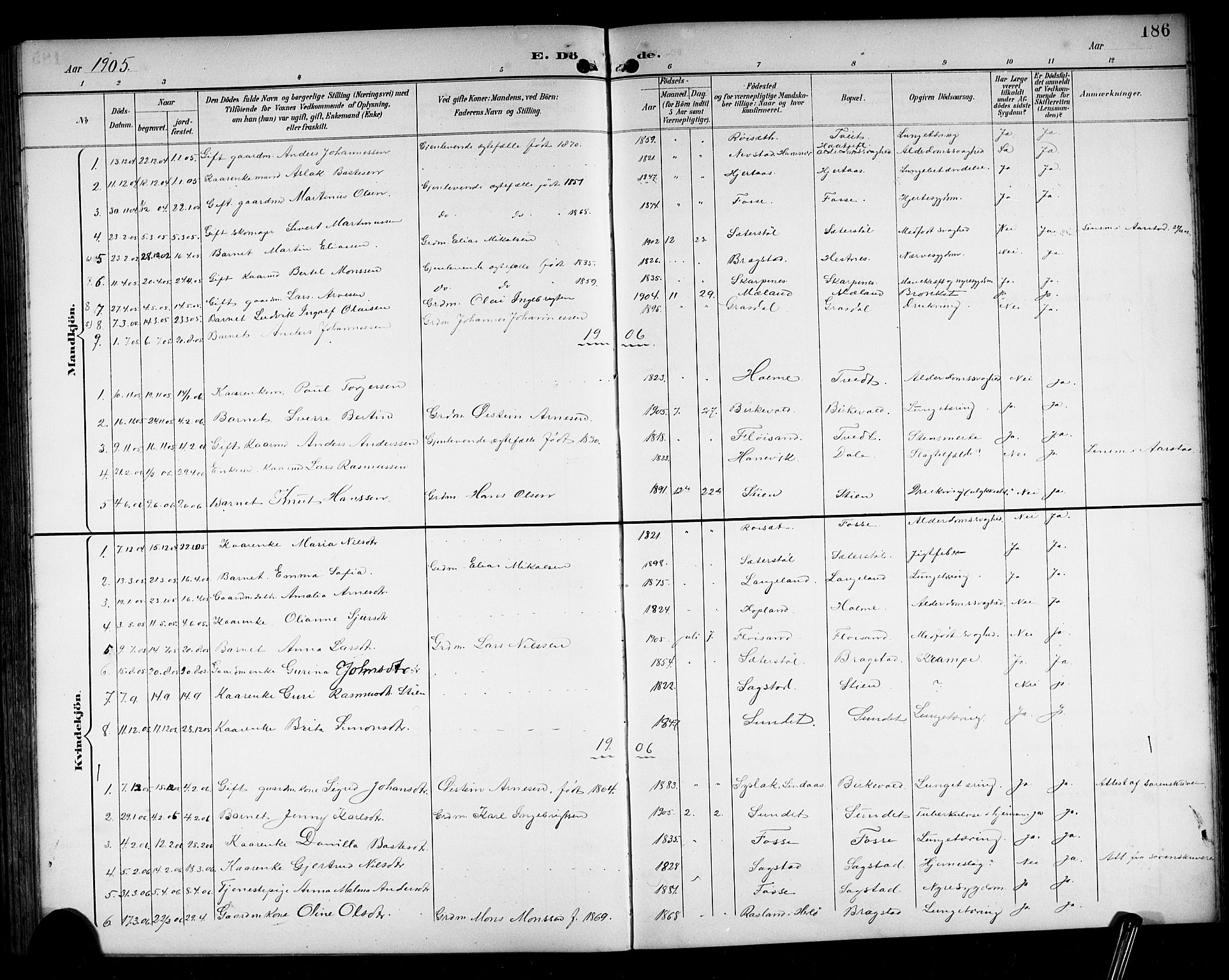 Alversund Sokneprestembete, SAB/A-73901/H/Ha/Hab: Parish register (copy) no. C 4, 1894-1924, p. 186