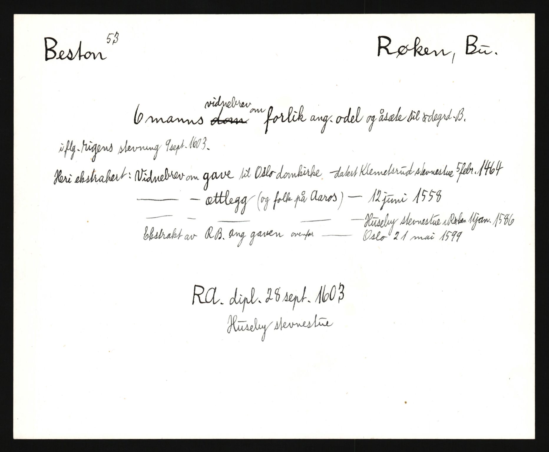 Riksarkivets diplomsamling, AV/RA-EA-5965/F35/F35e/L0016: Registreringssedler Buskerud 5, 1400-1700, p. 333