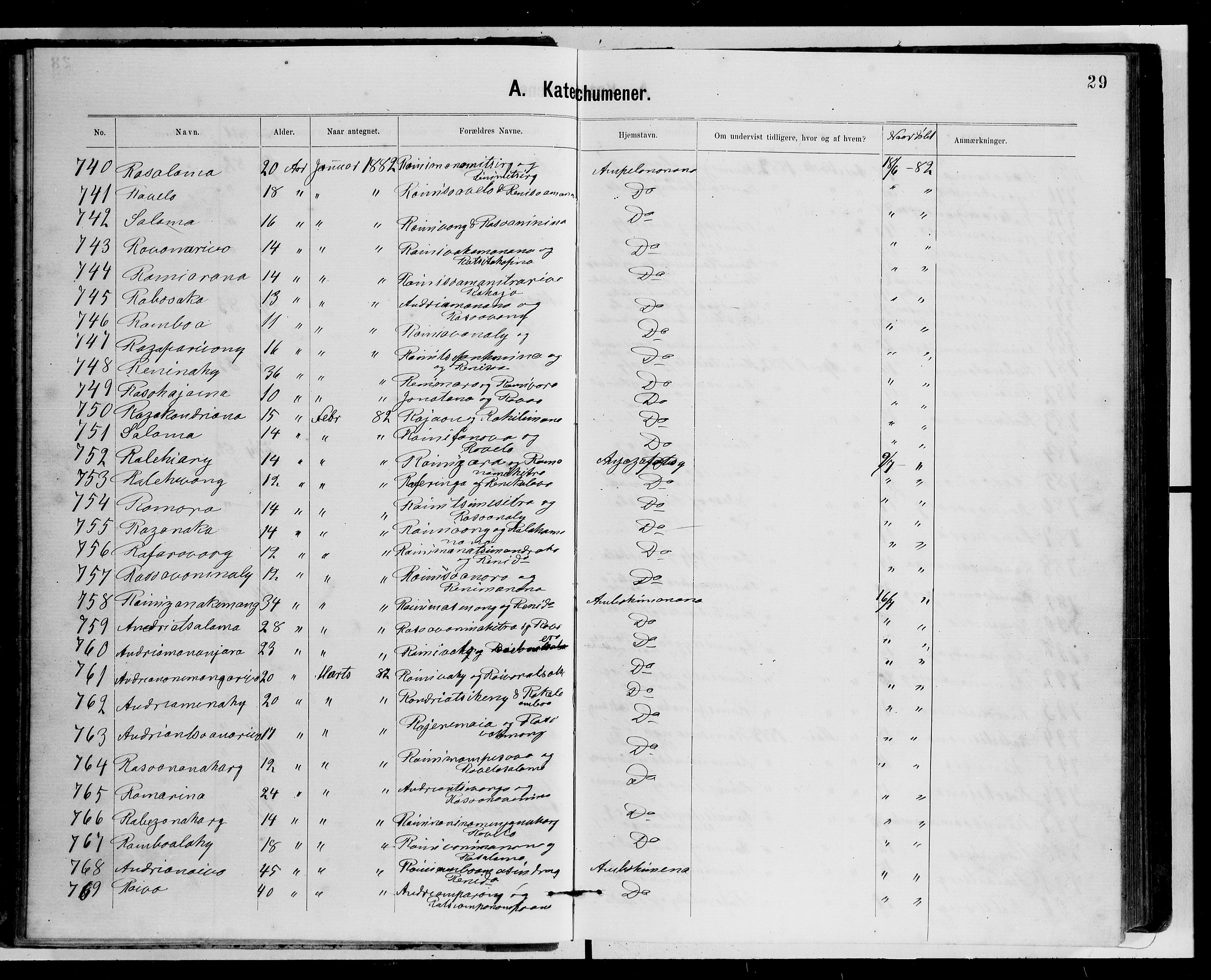 Archives FLM/NMS, Madagaskar, VID/MA-A-1163/D/Db/L0269: Parish register (official) no. 1, 1867-1884, p. 29