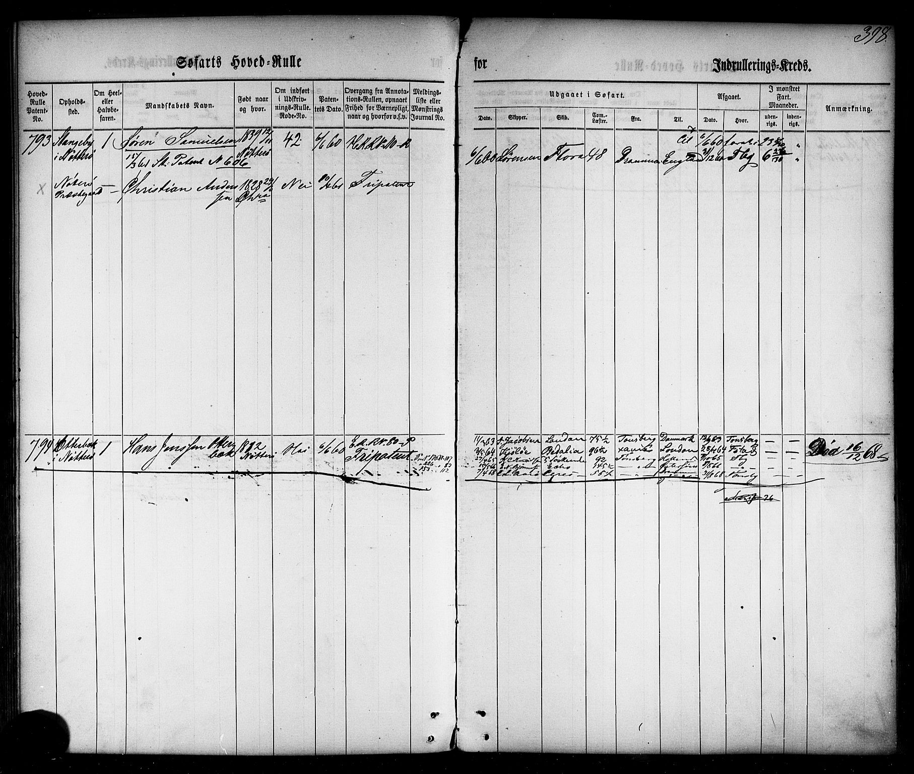 Tønsberg innrulleringskontor, AV/SAKO-A-786/F/Fc/Fca/L0001: Hovedrulle Patent nr. 1-1428, 1860-1861, p. 440