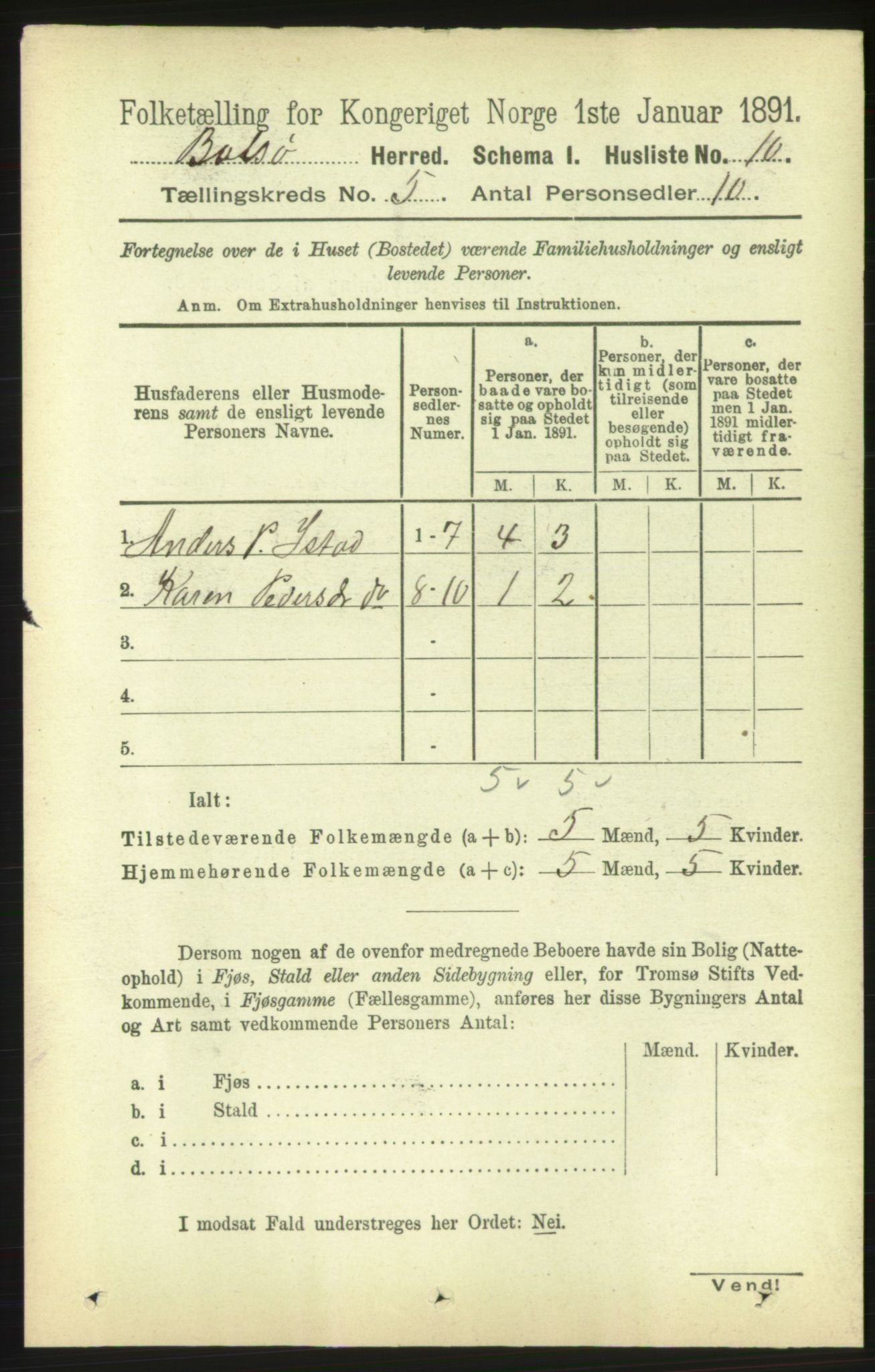 RA, 1891 census for 1544 Bolsøy, 1891, p. 3048