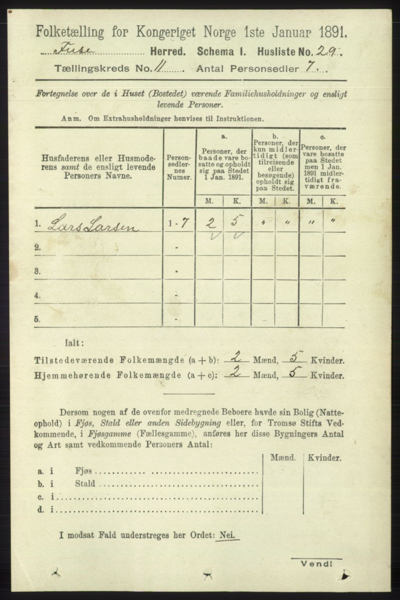 RA, 1891 census for 1241 Fusa, 1891, p. 2114