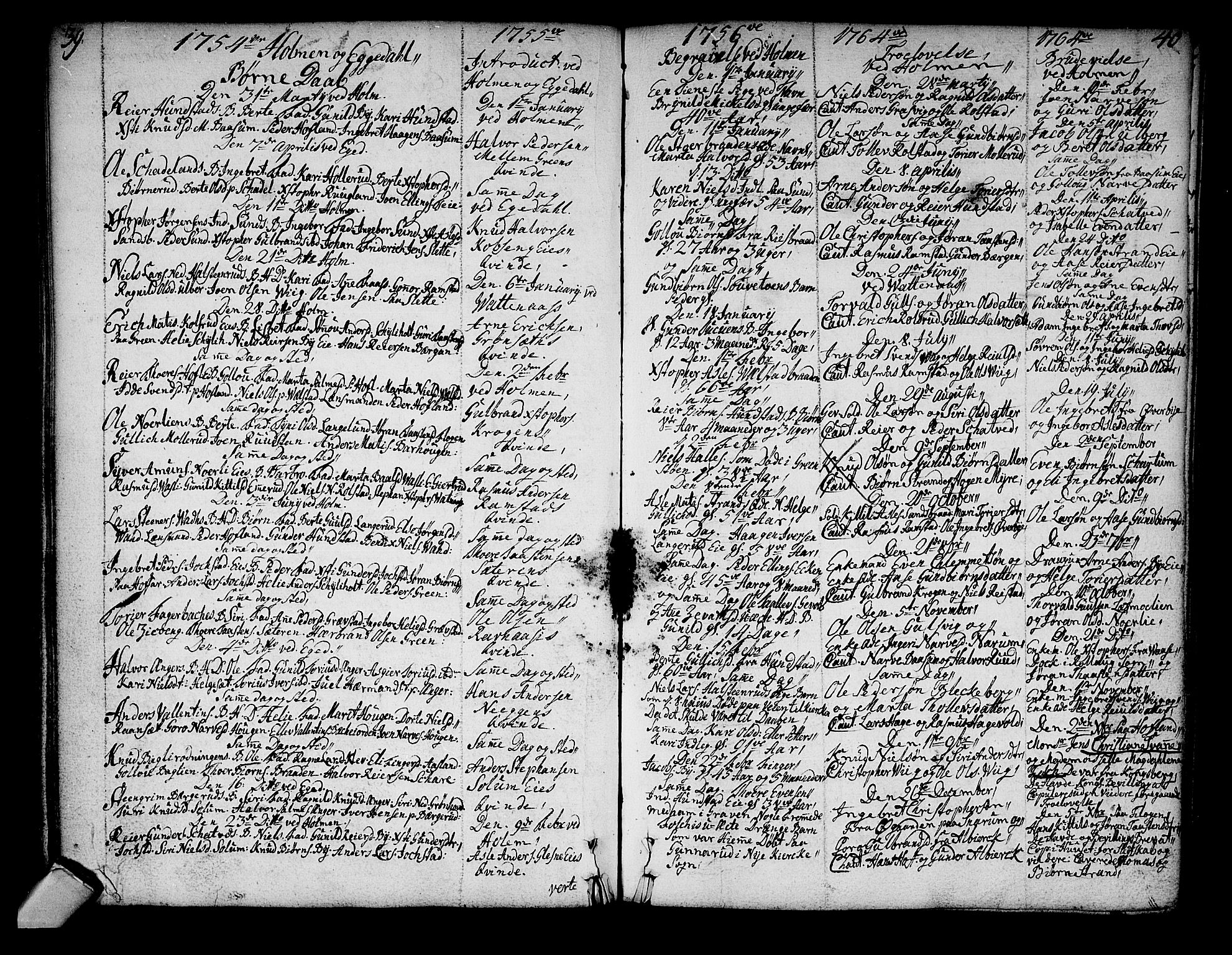 Sigdal kirkebøker, SAKO/A-245/F/Fa/L0001: Parish register (official) no. I 1, 1722-1777, p. 39-40