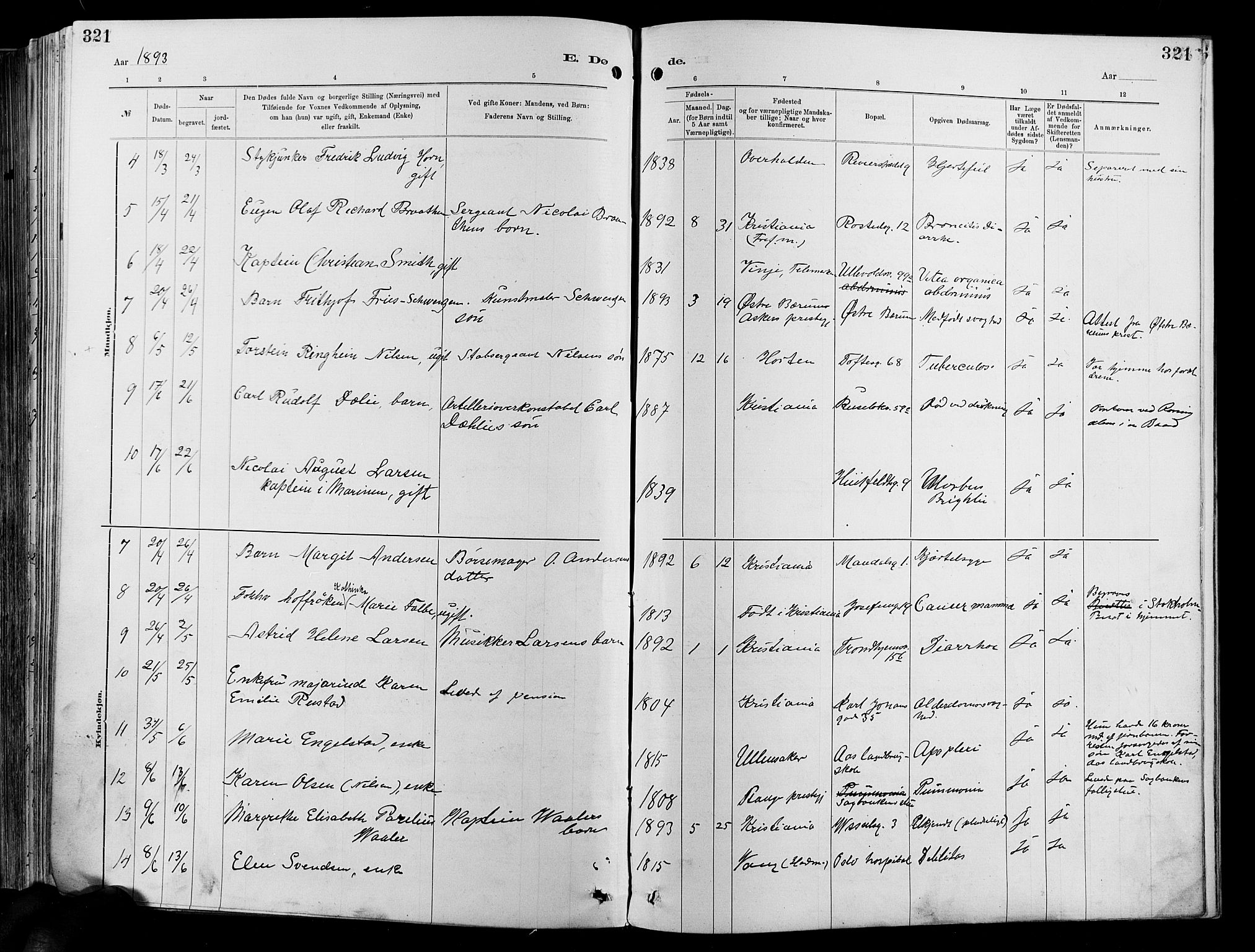 Garnisonsmenigheten Kirkebøker, AV/SAO-A-10846/F/Fa/L0012: Parish register (official) no. 12, 1880-1893, p. 321